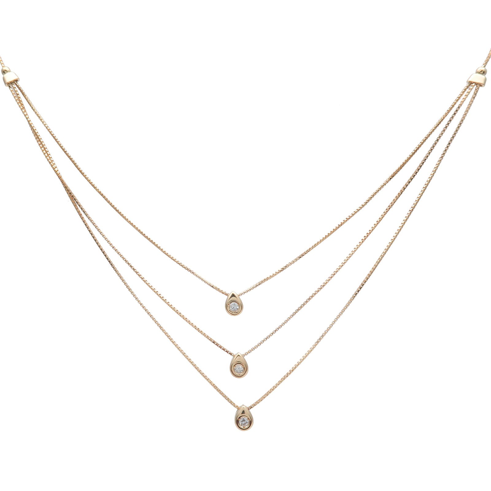 3P-Diamond-Layered-Necklace-0.1ct-K18YG-750YG-Yellow-Gold