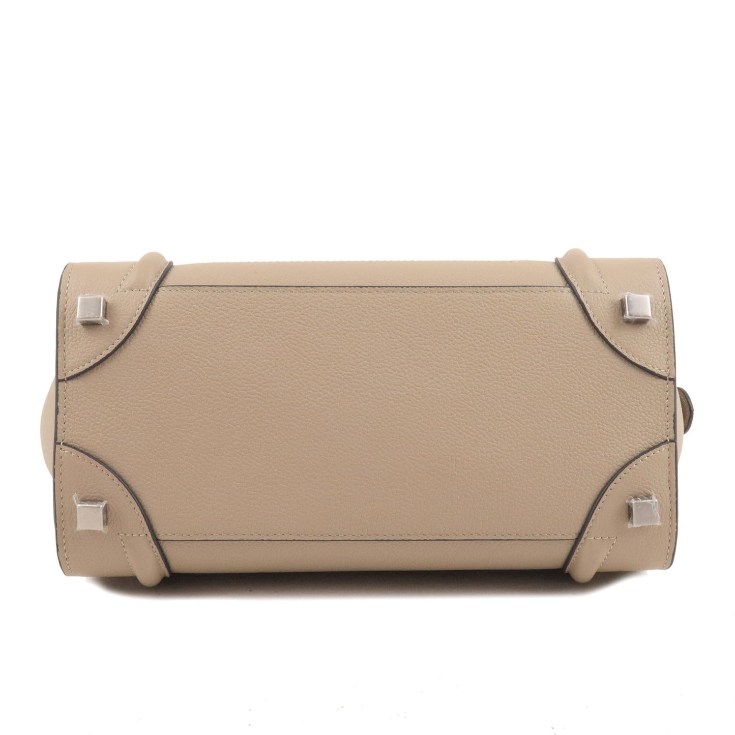CELINE Luggage Micro Shopper Leather Hand Bag Beige 167793
