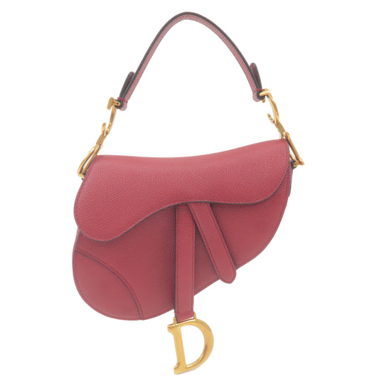 Christian-Dior-Saddle-Bag-Leather-Shoulder-Bag-Bordeaux