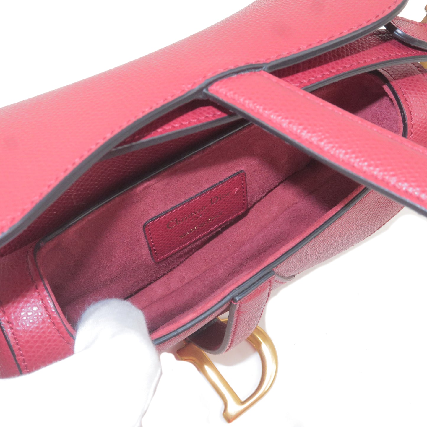 Christian Dior Saddle Bag Leather Shoulder Bag Bordeaux