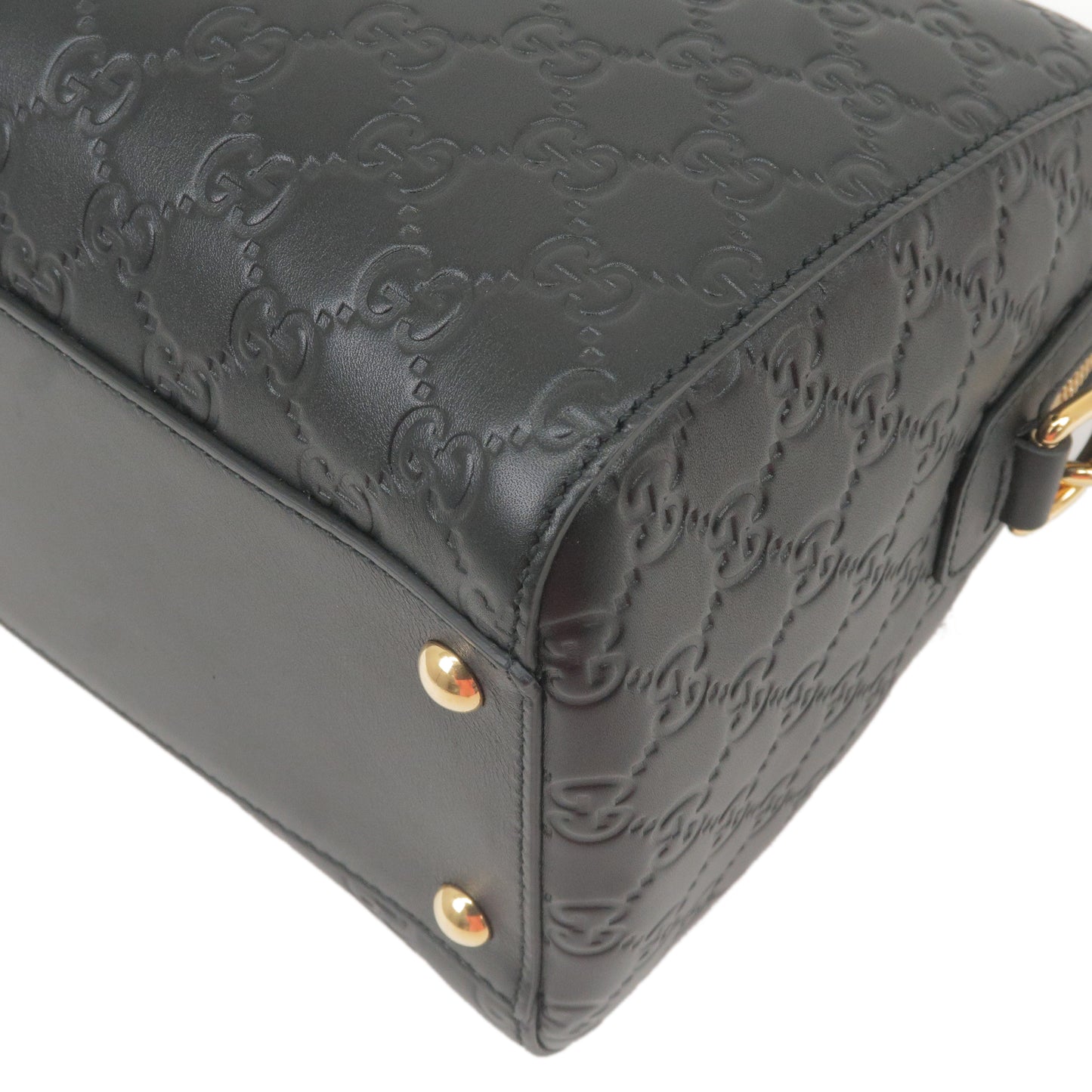 GUCCI Guccissima Leather 2way Mini Boston Bag Shoulder Bag Black