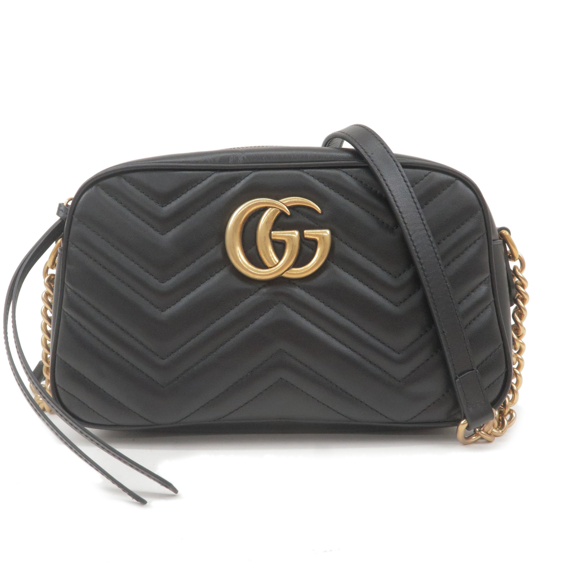 GUCCI-GG-Marmont-Leather-Small-Cross-Body-Bag-Black-447632