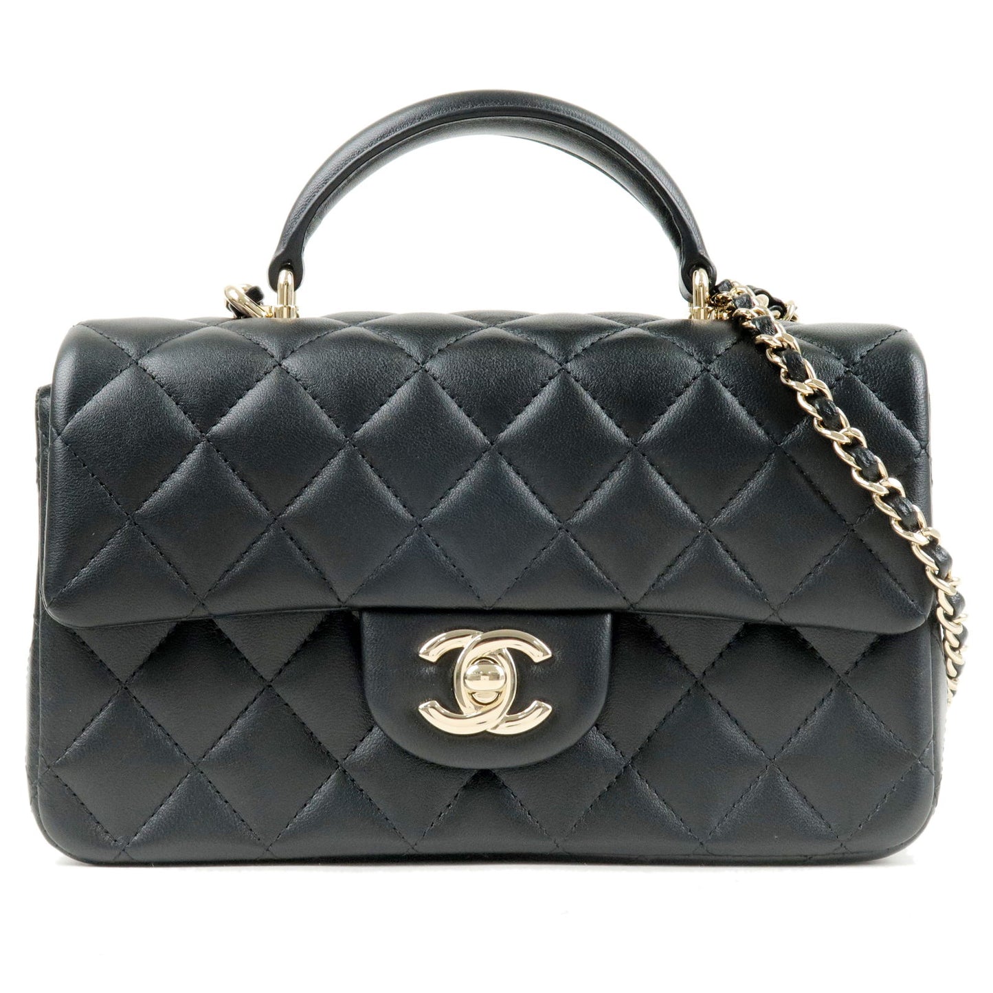 Handbags Chanel Chanel Mini Classic Handbag Timeless CC Flap Black Quilted Canvas Clutch