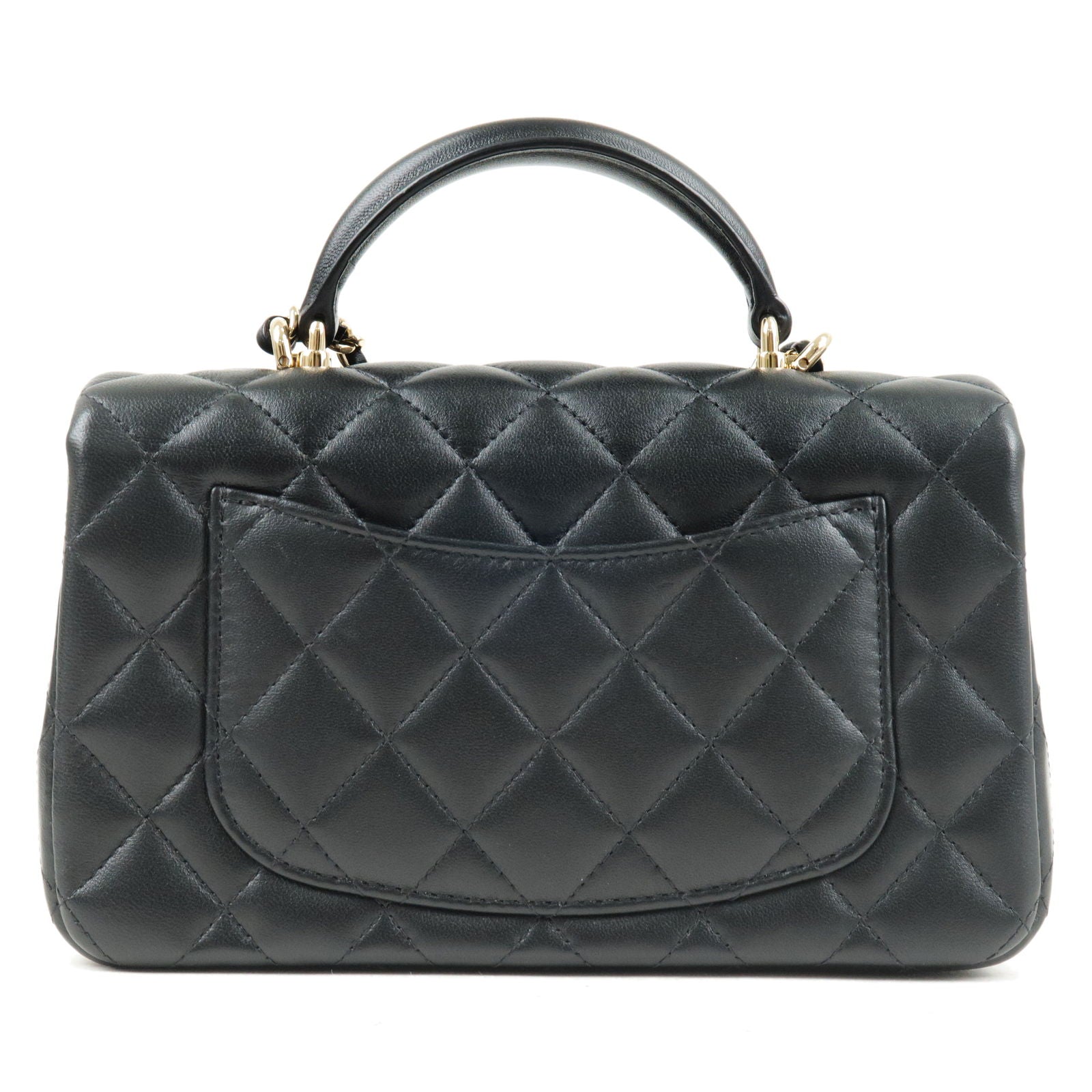 Chanel Grey Quilted Lambskin Leather Top Handle Flap Coin Purse with Chain  | Yoogi's Closet