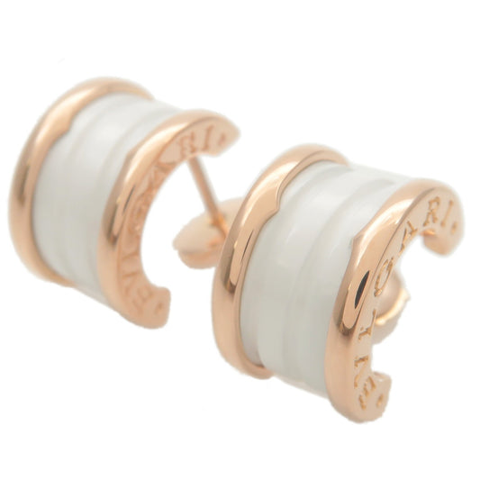 BVLGARI-B-Zero1-Earring-White-Ceramic-K18PG-Ceramic-Rose-Gold