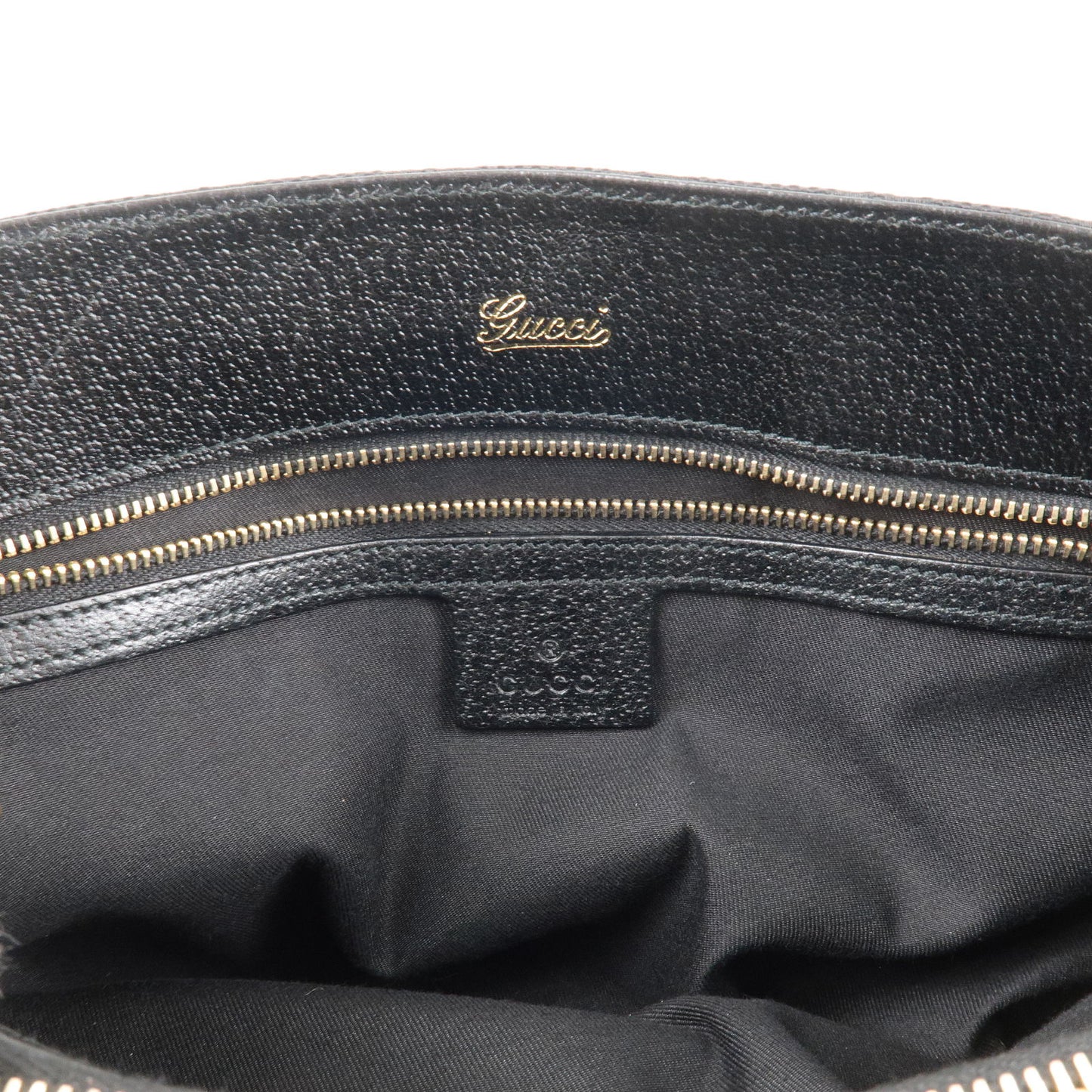 GUCCI Sherry Bamboo GG Canvas Leather Hand Bag Black 131324