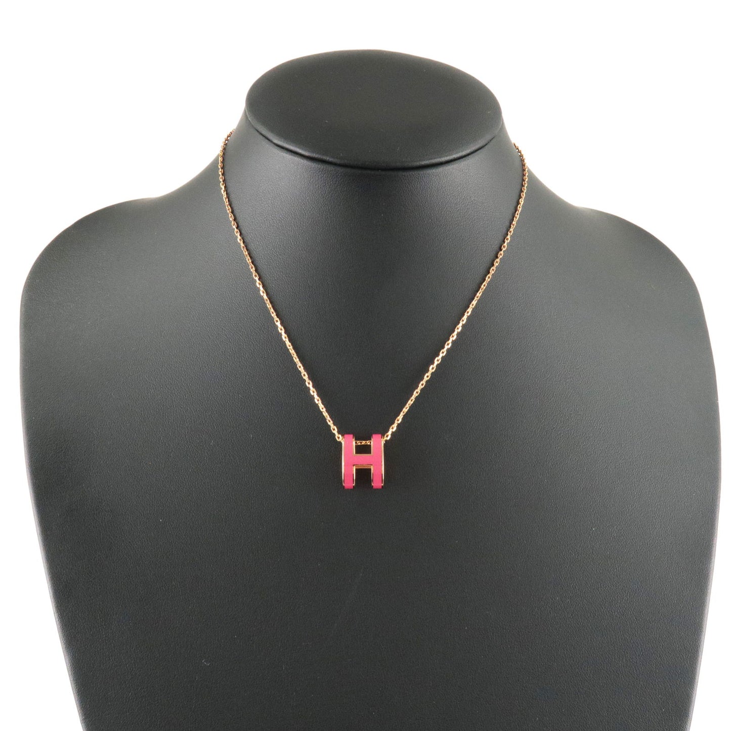 HERMES Hermes Pop Ash Necklace Metal Rose Gold Pink