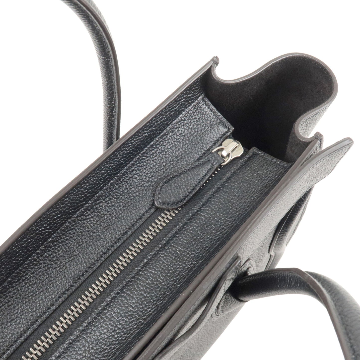 CELINE Luggage Micro Shopper Leather Hand Bag Black 189793