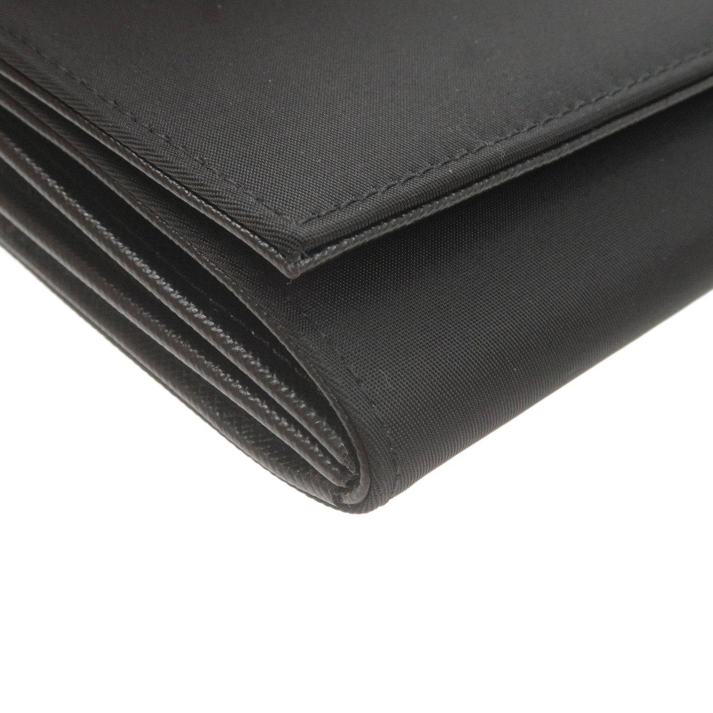 PRADA Logo Nylon Bi-FOLD Long Wallet NERO Black M608