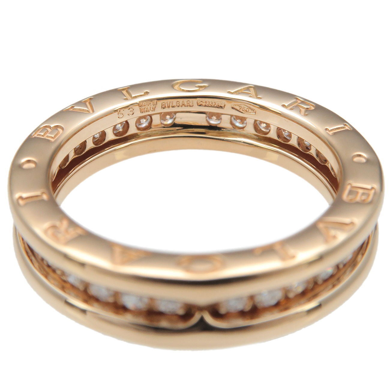 BVLGARI B-Zero1 XS Full Diamond Ring K18 Yellow Gold #53 US6.5