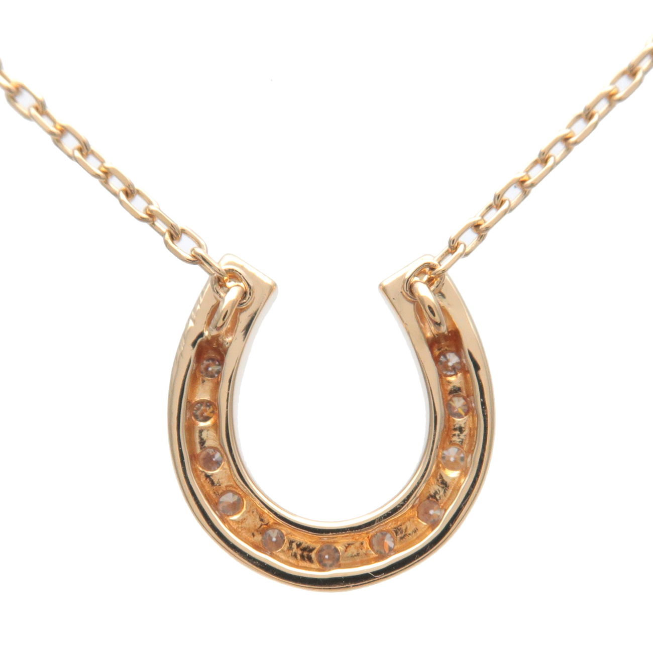 VENDOME AOYAMA Horseshoe Charm Diamond Necklace K18YG Yellow Gold