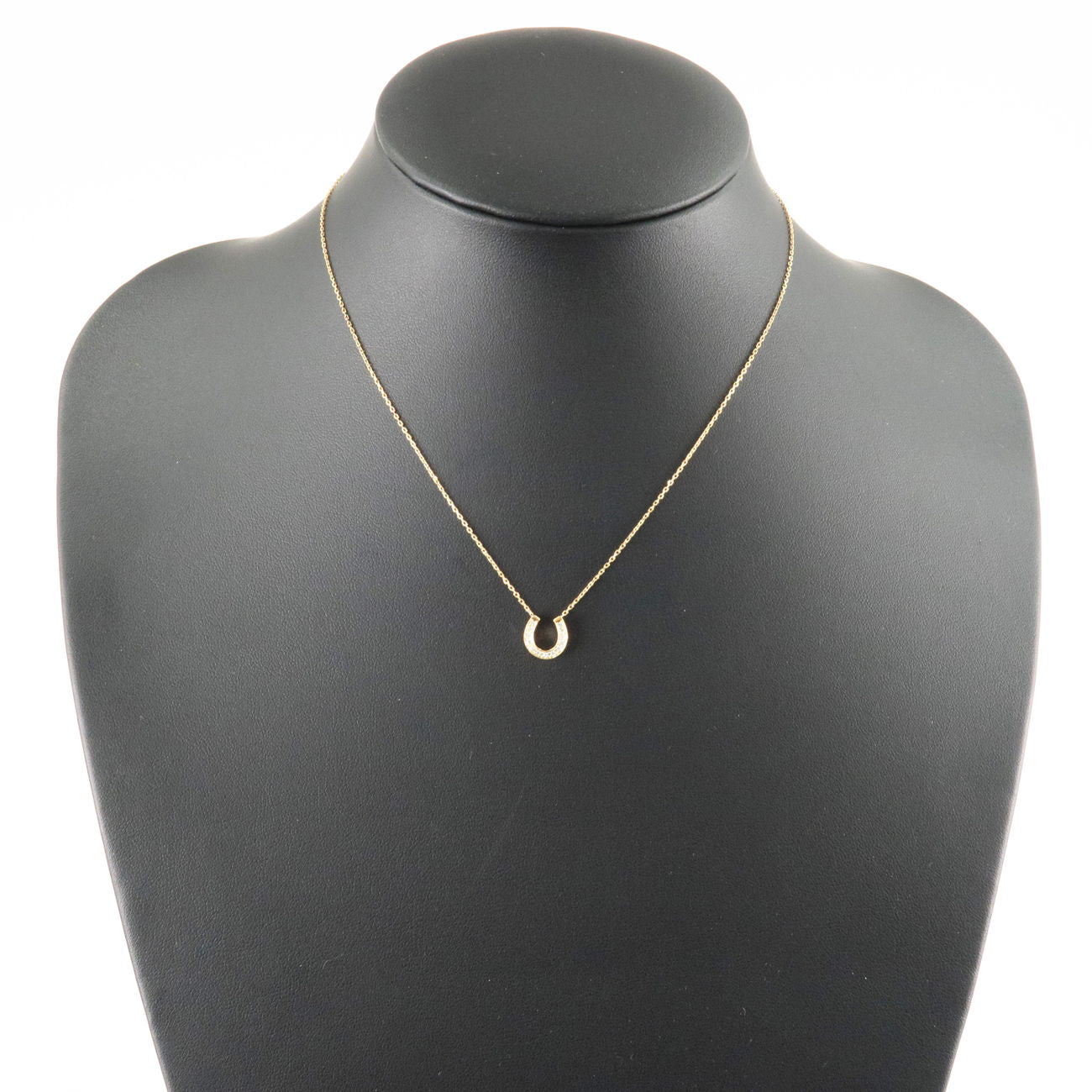 VENDOME AOYAMA Horseshoe Charm Diamond Necklace K18YG Yellow Gold