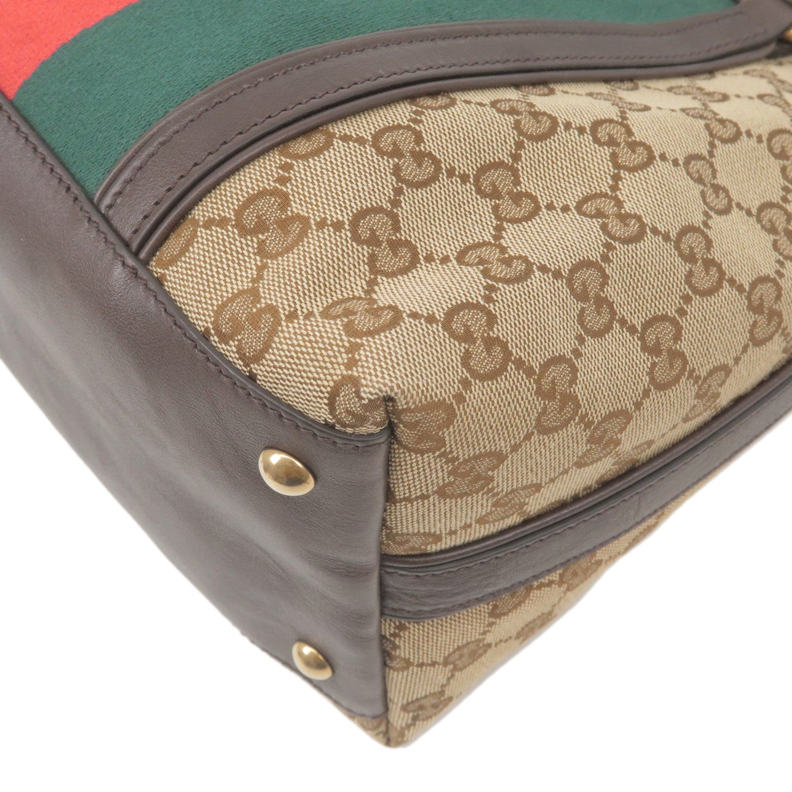 Gucci Khaki Brown/Black Canvas and Leather Large Vintage Web Shopper Tote  Gucci