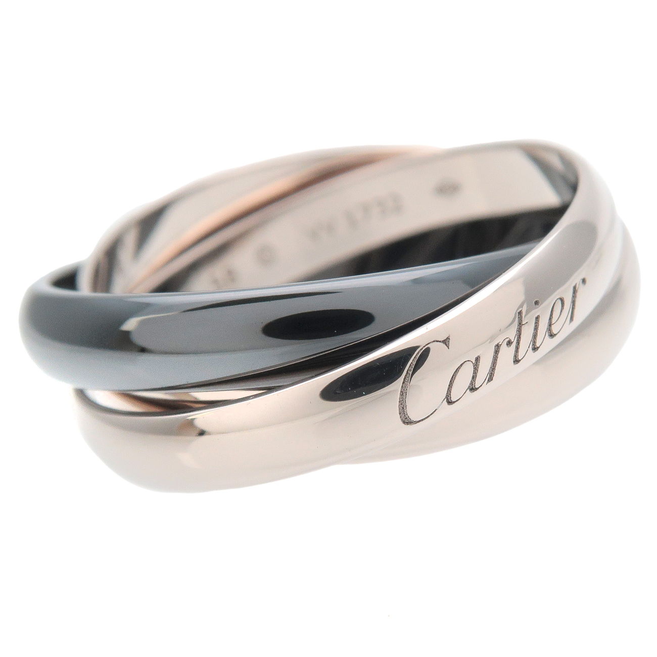 Cartier Trinity Ring Black Ceramic K18WG US8.5 EU58 HK19