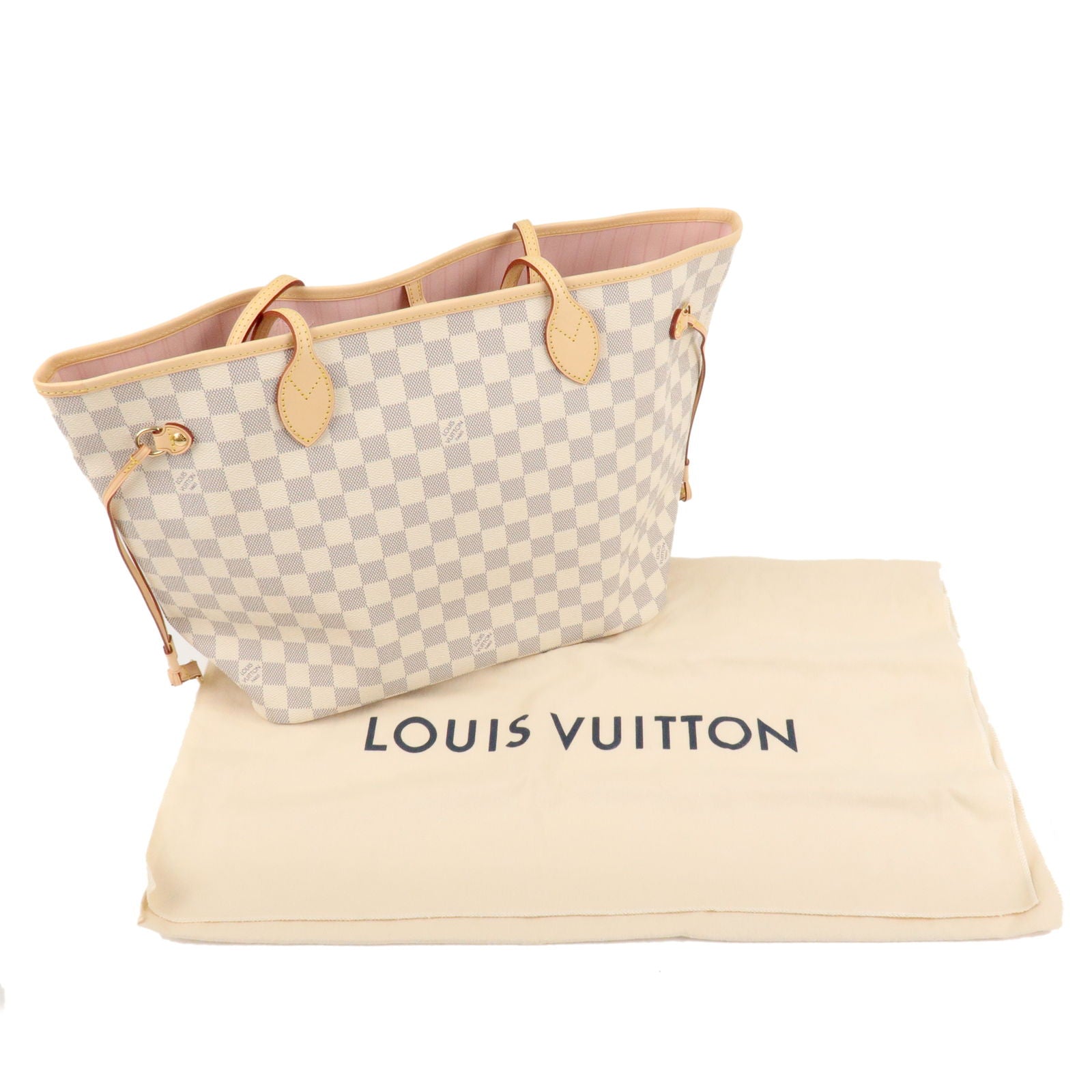 Louis Vuitton N41605 Neverfull MM Damier Azur Canvas Rose Ballerine