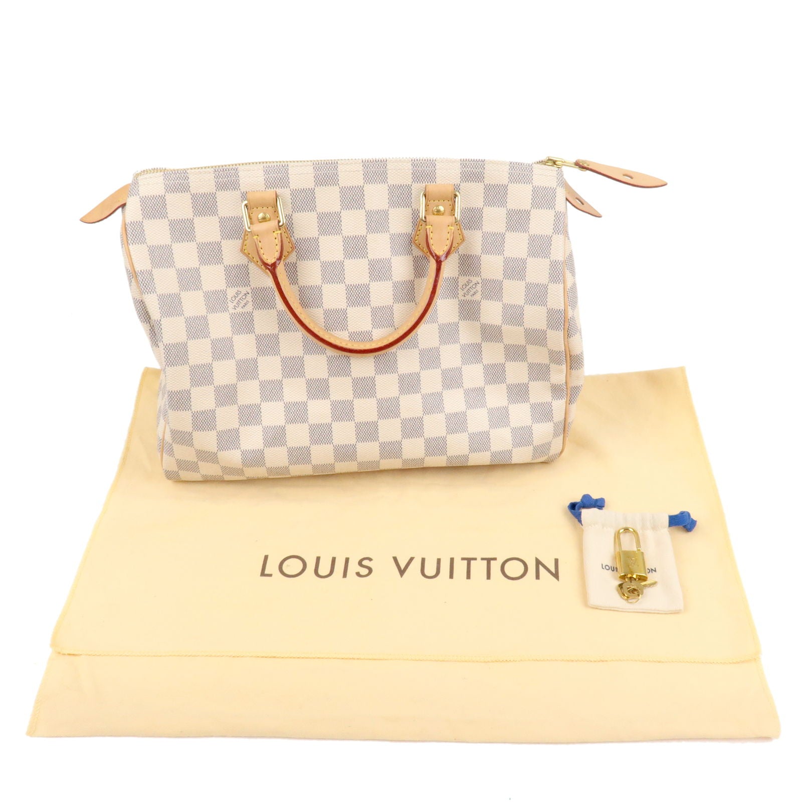LOUIS VUITTON Hand Bag Speedy 30 Bandouliere Damier Azur Bag Added