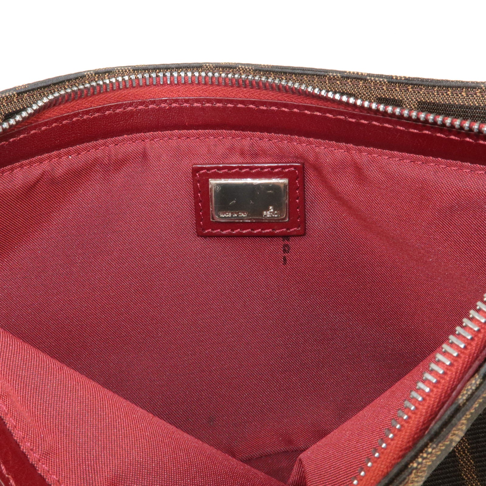 FENDI-Zucca-Canvas-Leather-Shoulder-Bag-Brown-Bordeaux-8BR207