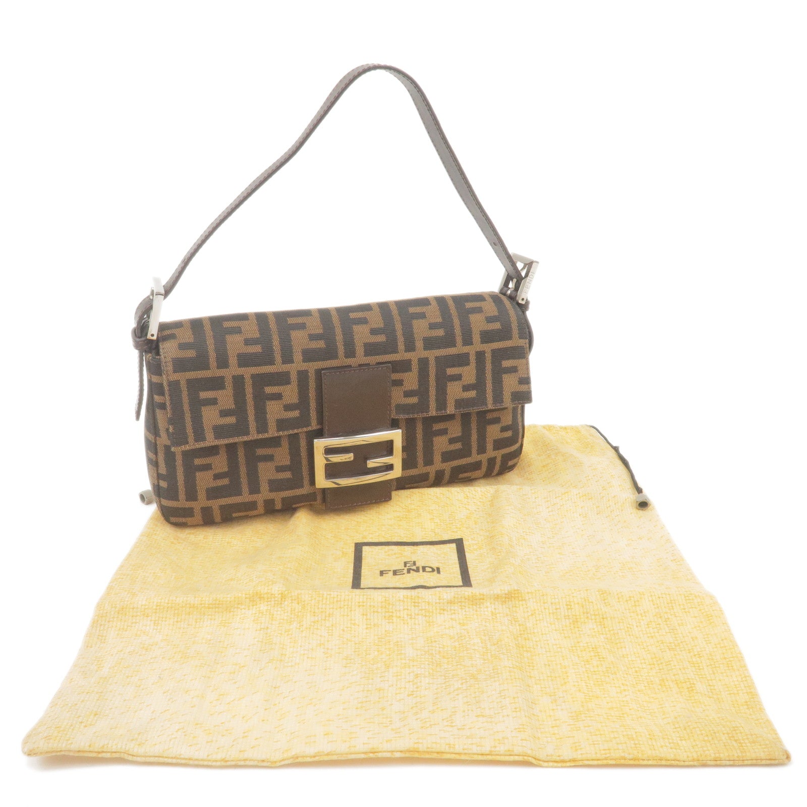 Fendi - Authenticated Baguette Handbag - Cloth Brown for Women, Very Good Condition