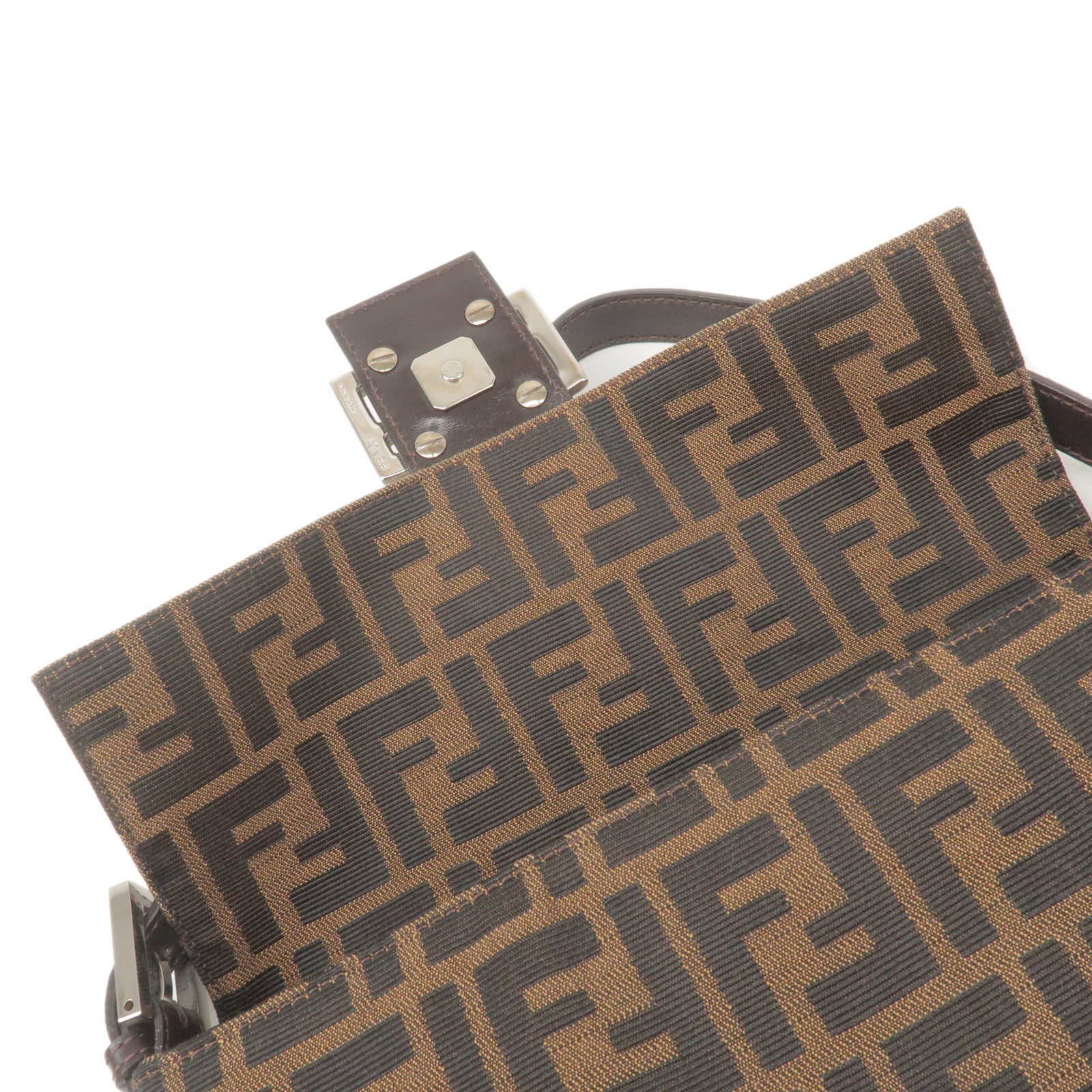 FENDI-Zucca-Mamma-Baguette-Canvas-Leather-Shoulder-Bag-Brown-26424