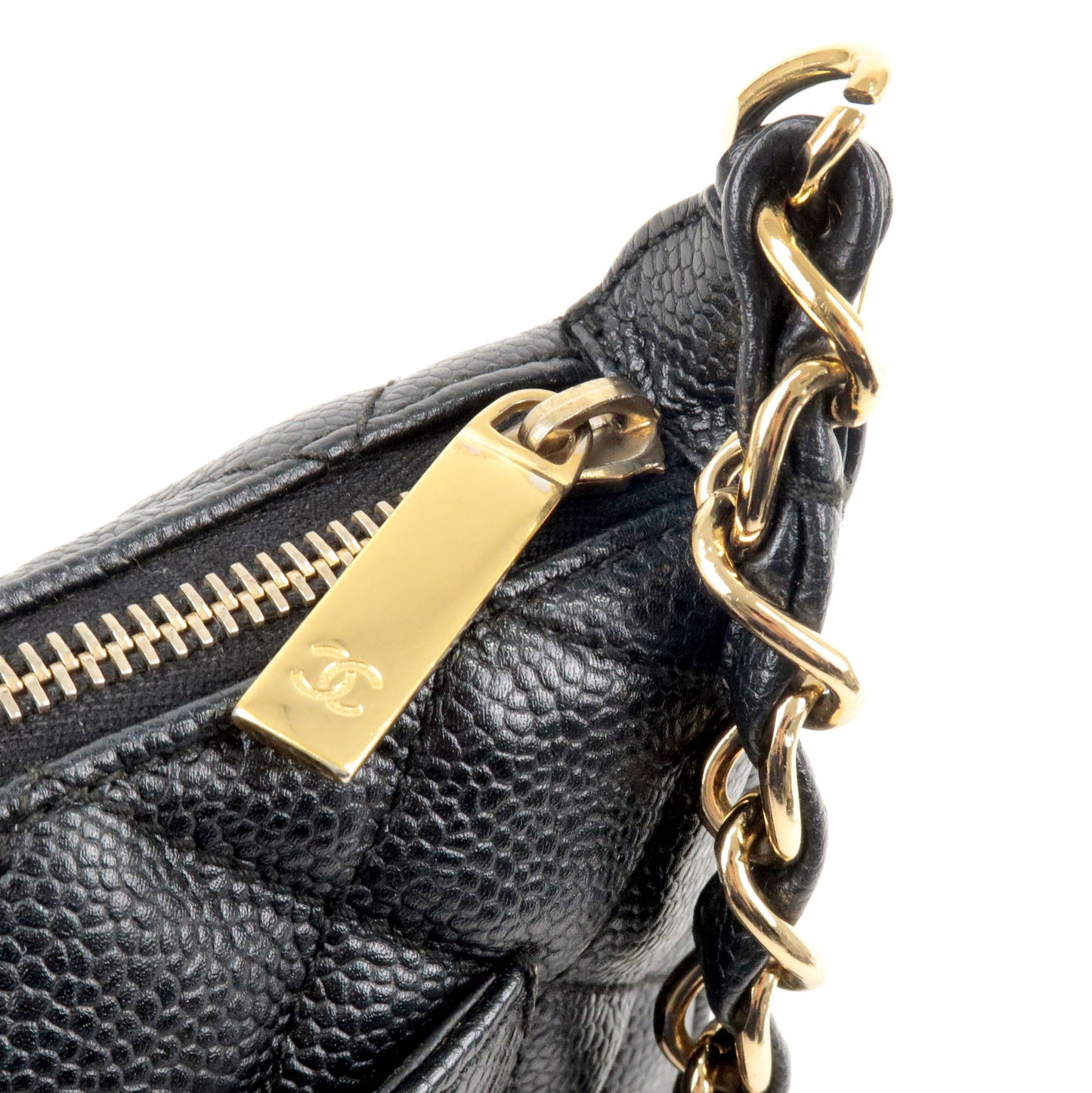 CHANEL Matelasse Caviar Skin Chain Shoulder Bag Black