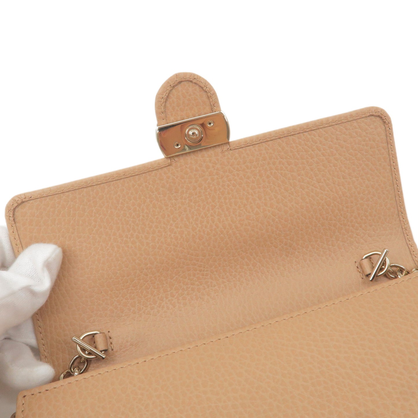 GUCCI Interlocking G Leather Chain Shoulder Bag Wallet 615523