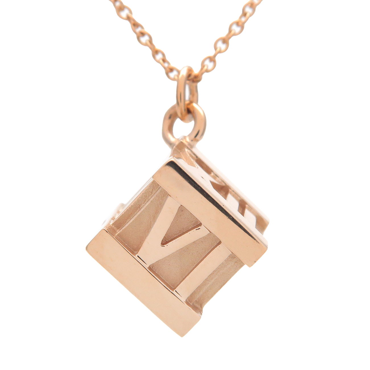 Tiffany&Co. Atlas Cube Necklace K18PG 750PG Rose Gold