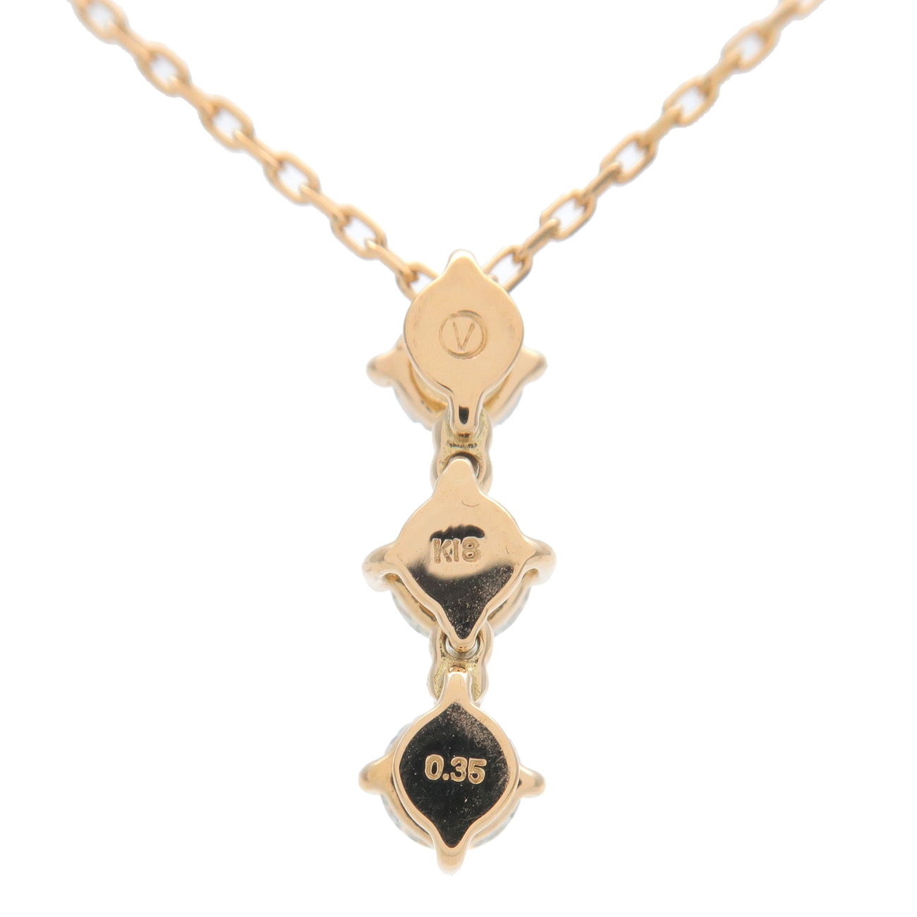 VENDOME AOYAMA 3P Diamond Necklace 0.35ct K18YG Yellow Gold