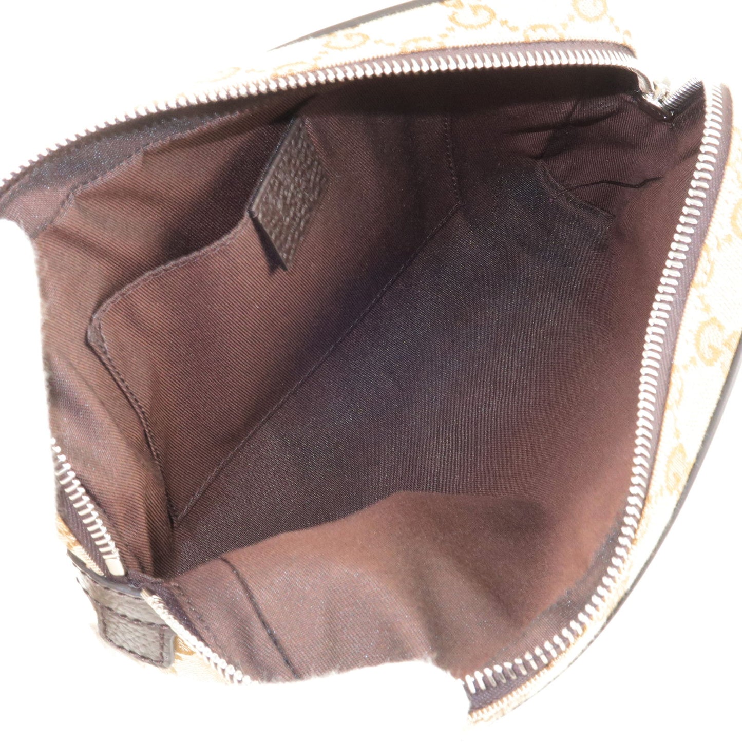 GUCCI GG Canvas Leather Waist Bag Beige Brown 449174