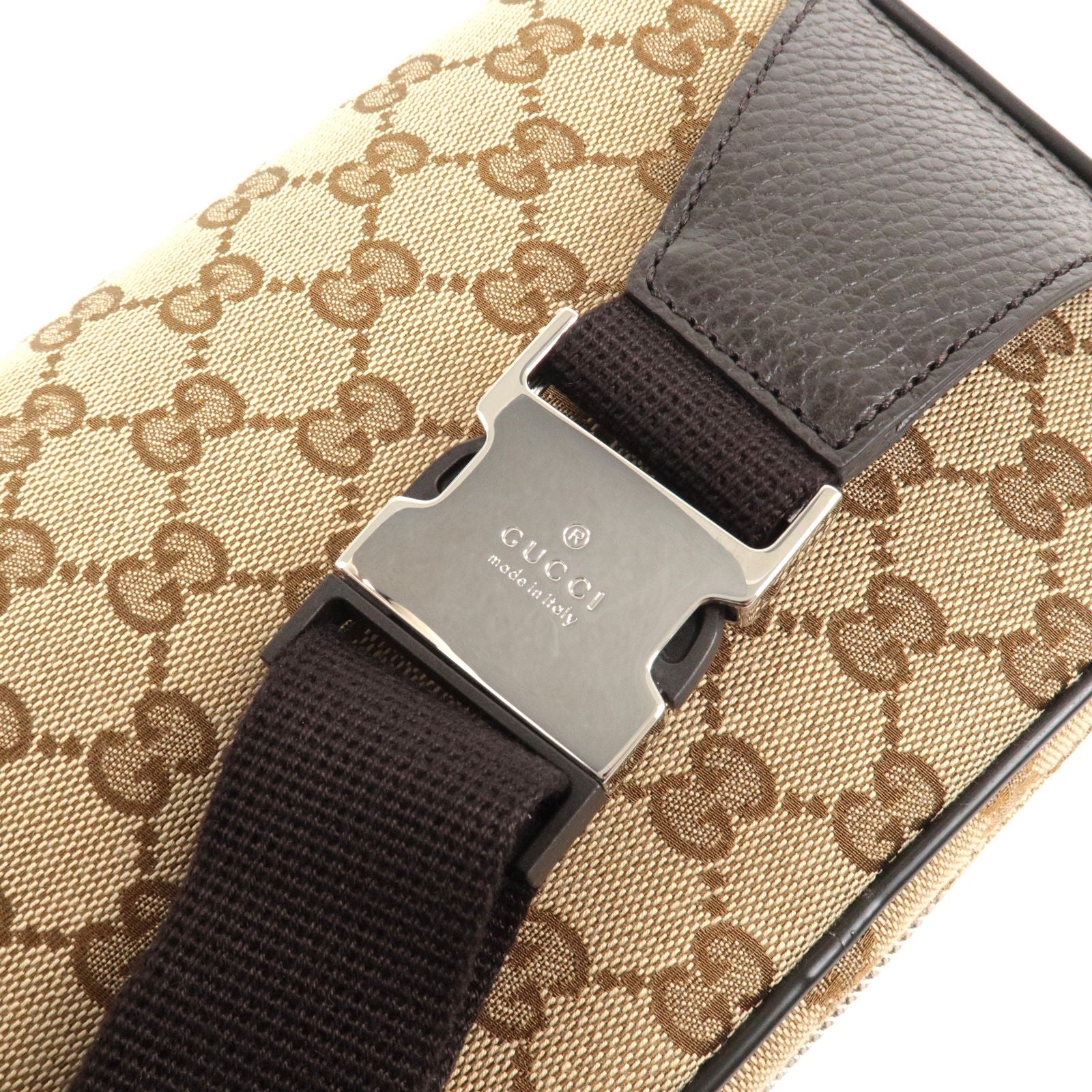 GUCCI-GG-Canvas-Leather-Waist-Bag-Beige-Brown-449174 – dct