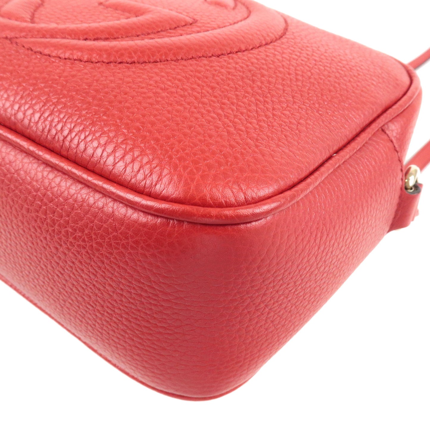 GUCCI SOHO Leather Small Disco Shoulder Bag Red 308364