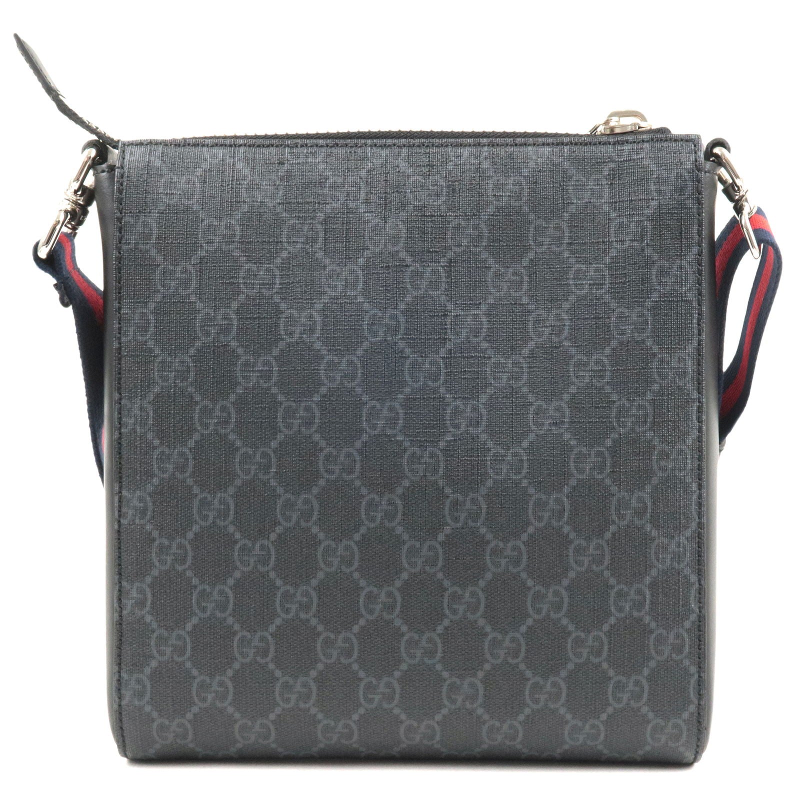 GUCCI-GG-Supreme-Leather-Small-Messenger-Bag-Black-Gray-523599