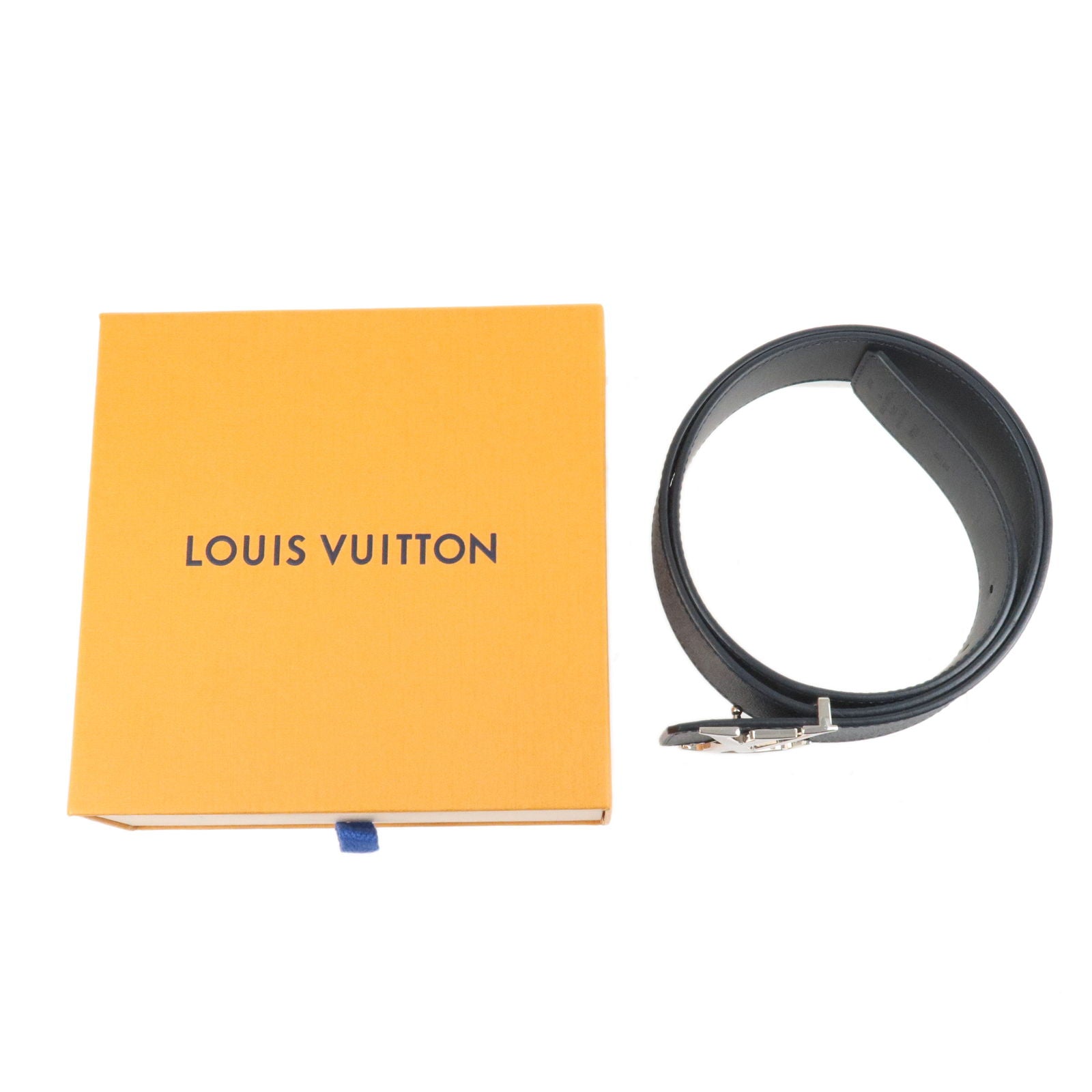 Louis Vuitton Belt Damier Cobalt Centure Sydney Black Silver Metal  114.3cmx3.4cm