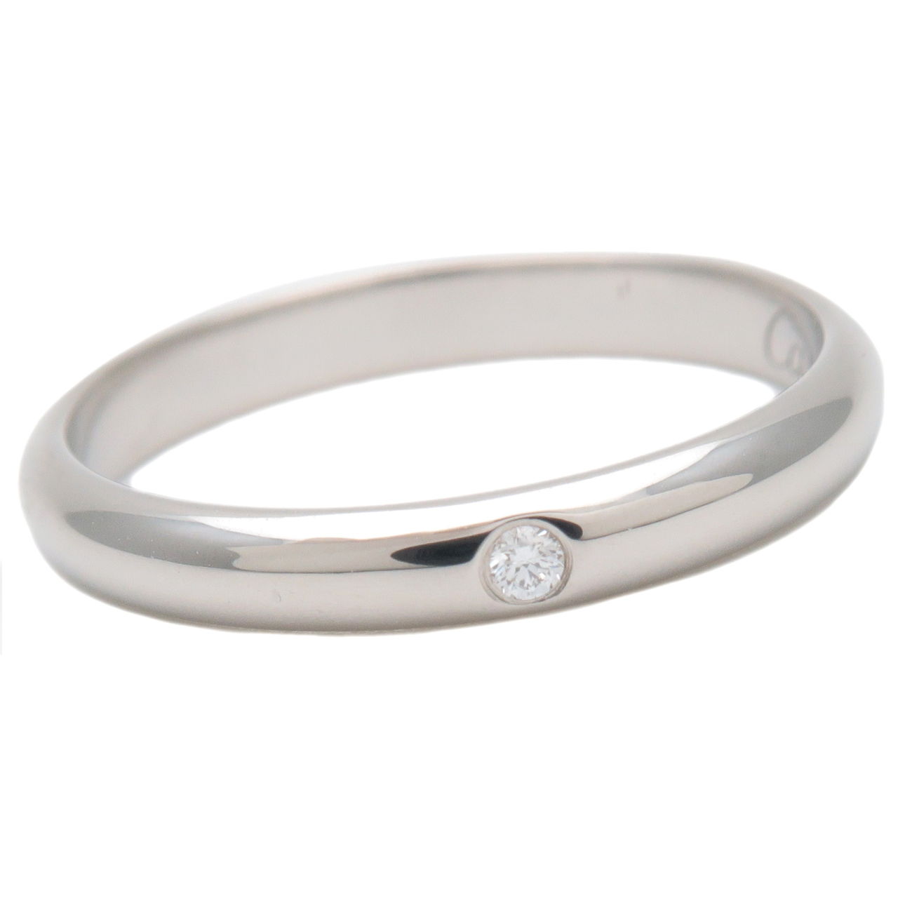 Cartier Wedding Ring 1P Diamond PT950 Platinum #50 US5-5.5