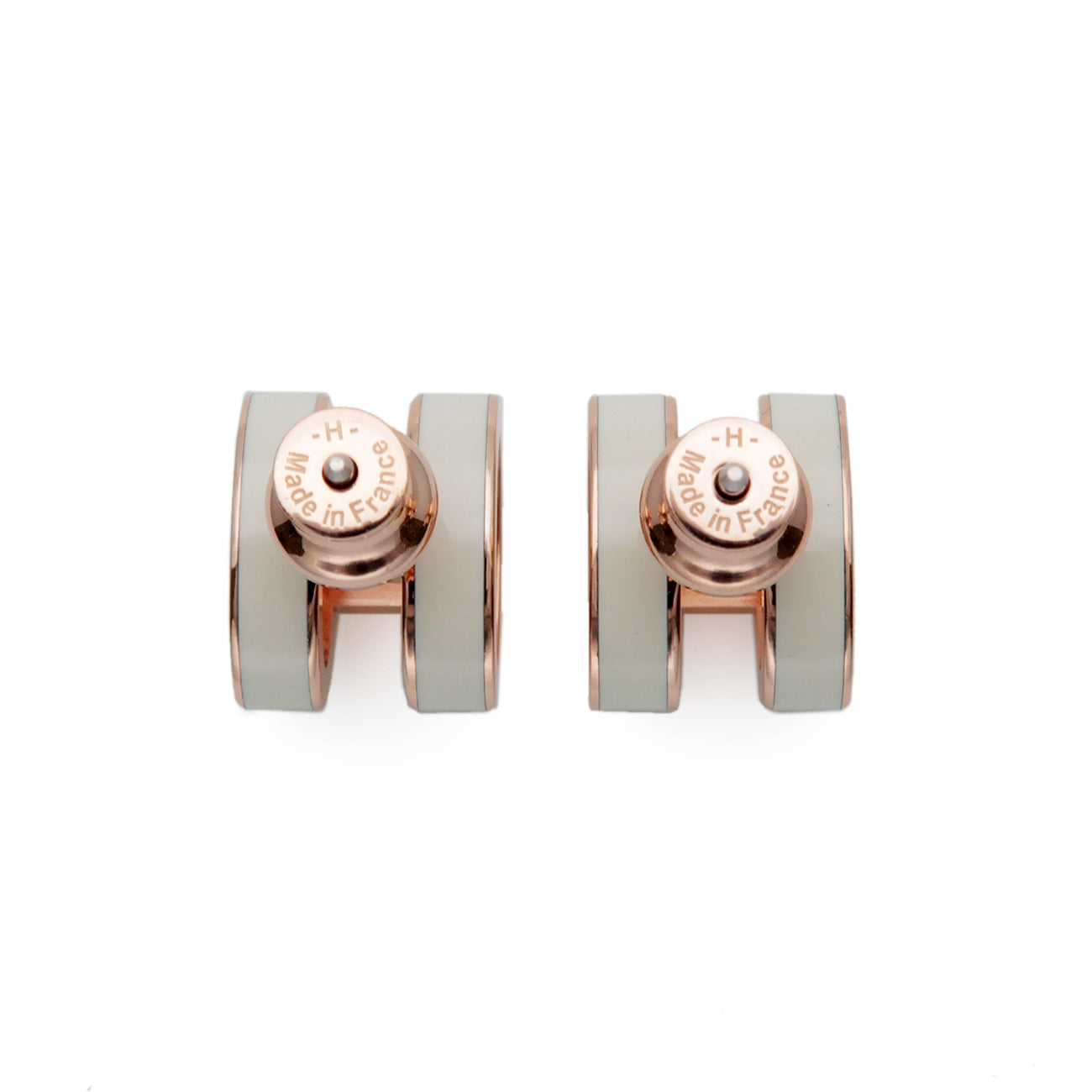 HERMES-Pop-Ash-H-Logo-Earrings-Rose-Gold-White-Metal – dct-ep_vintage  luxury Store