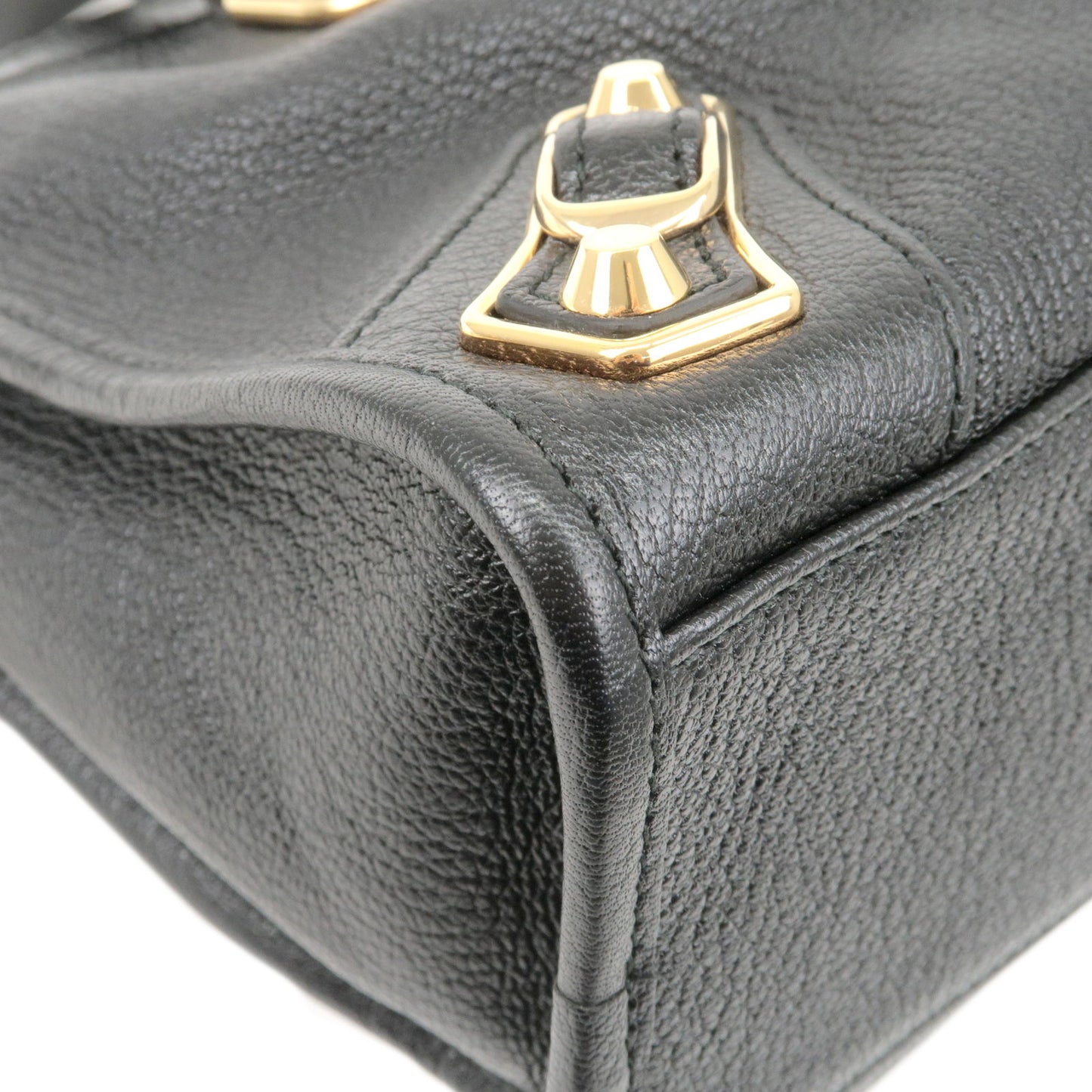 BALENCIAGA Leather Classic Metallic Edge City Bag Black 432831