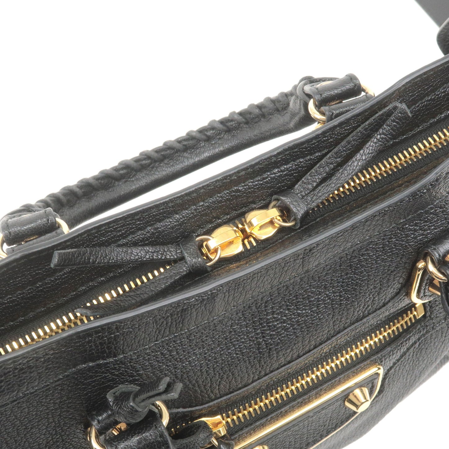 BALENCIAGA Leather Classic Metallic Edge City Bag Black 432831