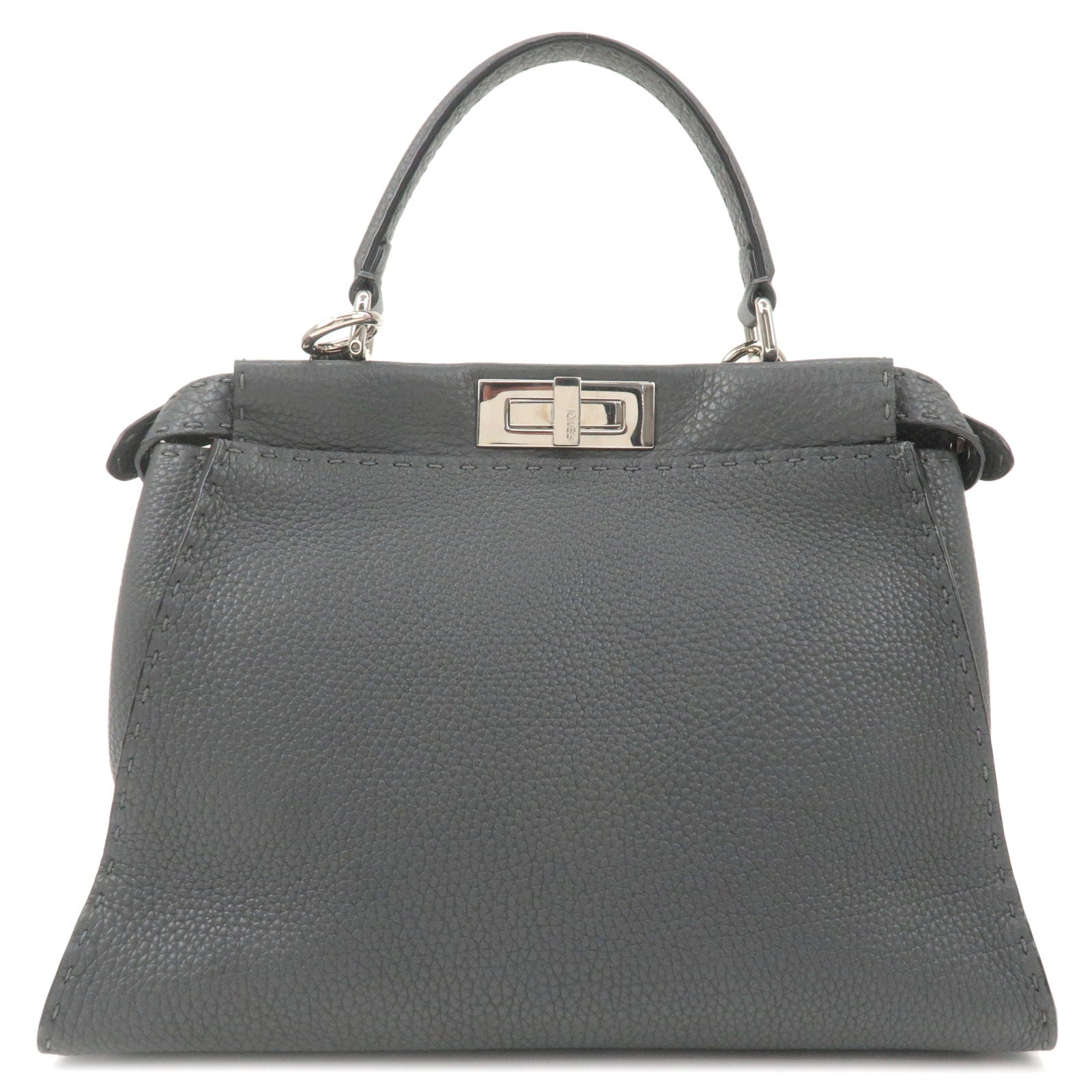 FENDI Selleria Leather Peekaboo Regular 2WAY Bag Black 8BN226