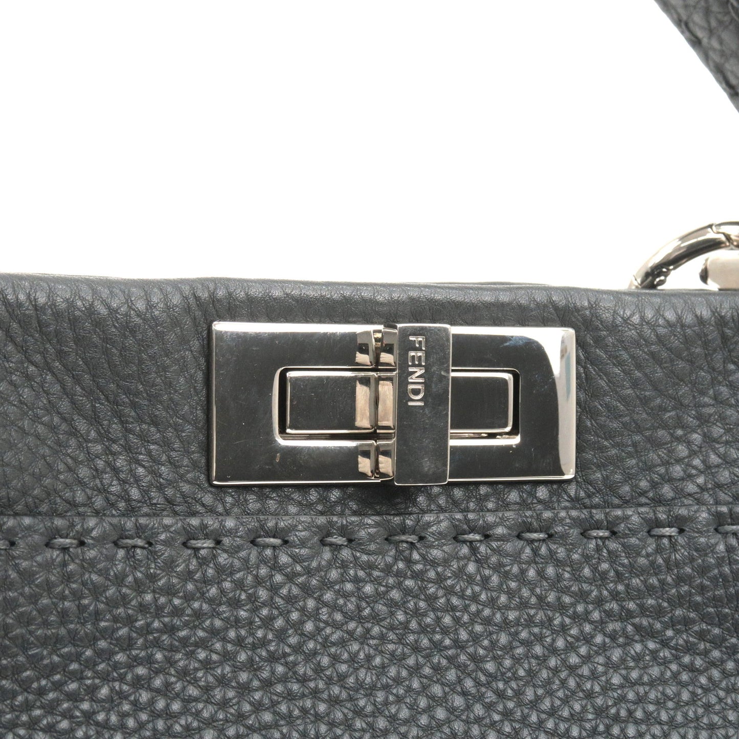 FENDI Selleria Leather Peekaboo Regular 2WAY Bag Black 8BN226