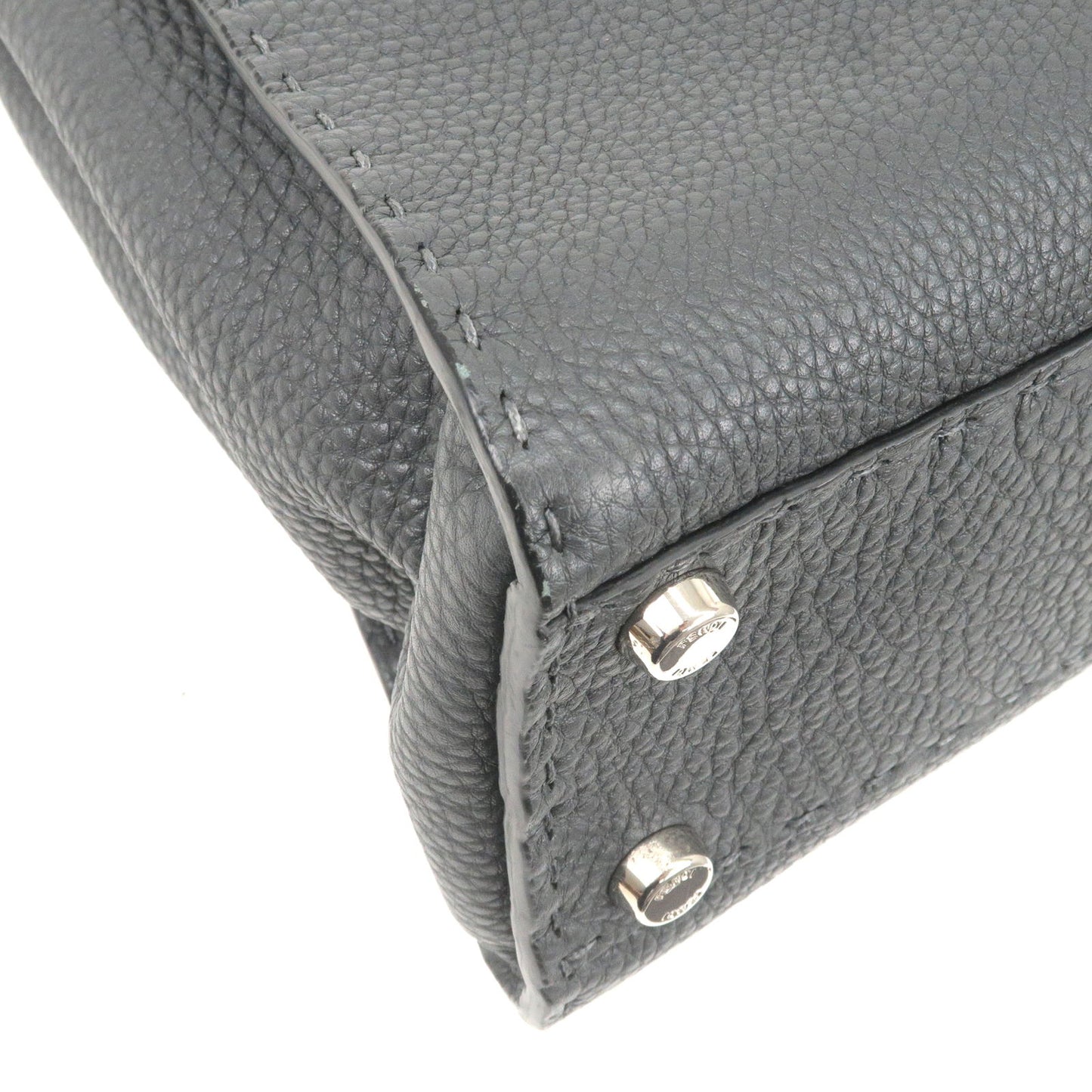 FENDI Selleria Leather Peekaboo Regular 2WAY Bag Black 8BN226