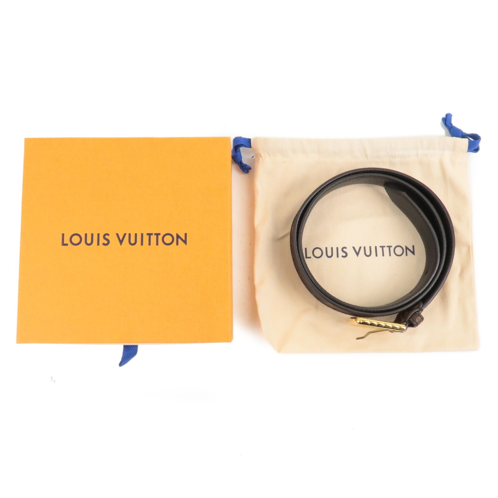 Louis Vuitton Damier Azur Checkered LV Men’s Belt White Size 85/34
