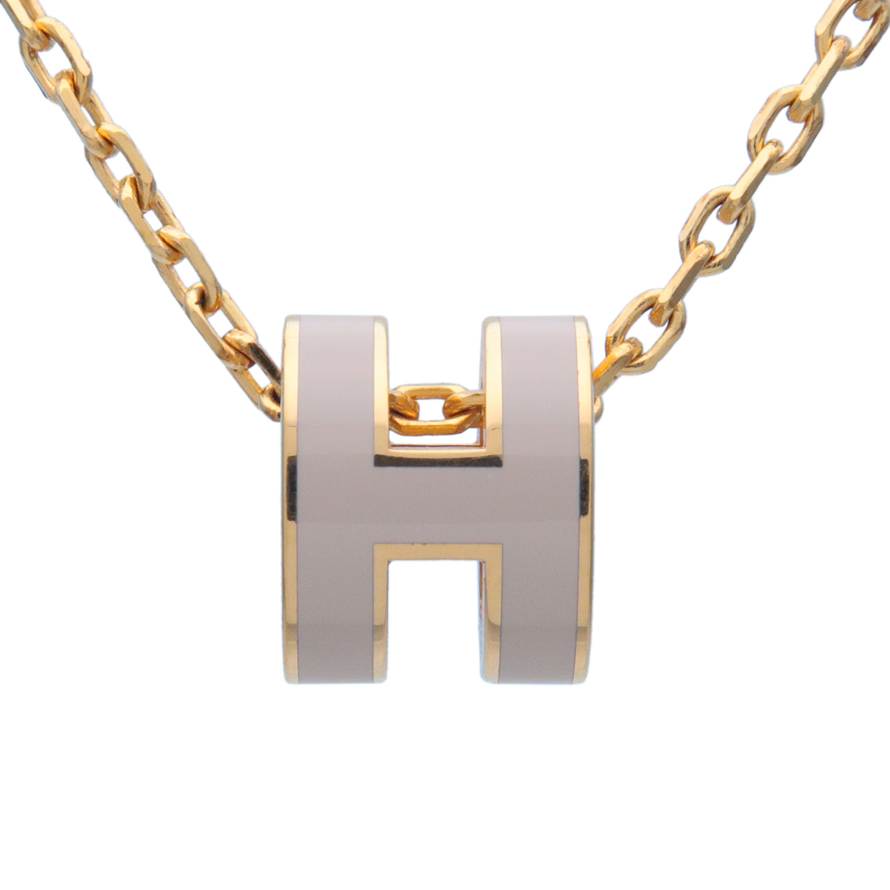 HERMES-Pop-Ash-Mini-Necklace-Metal-Yellow-Gold-Greige