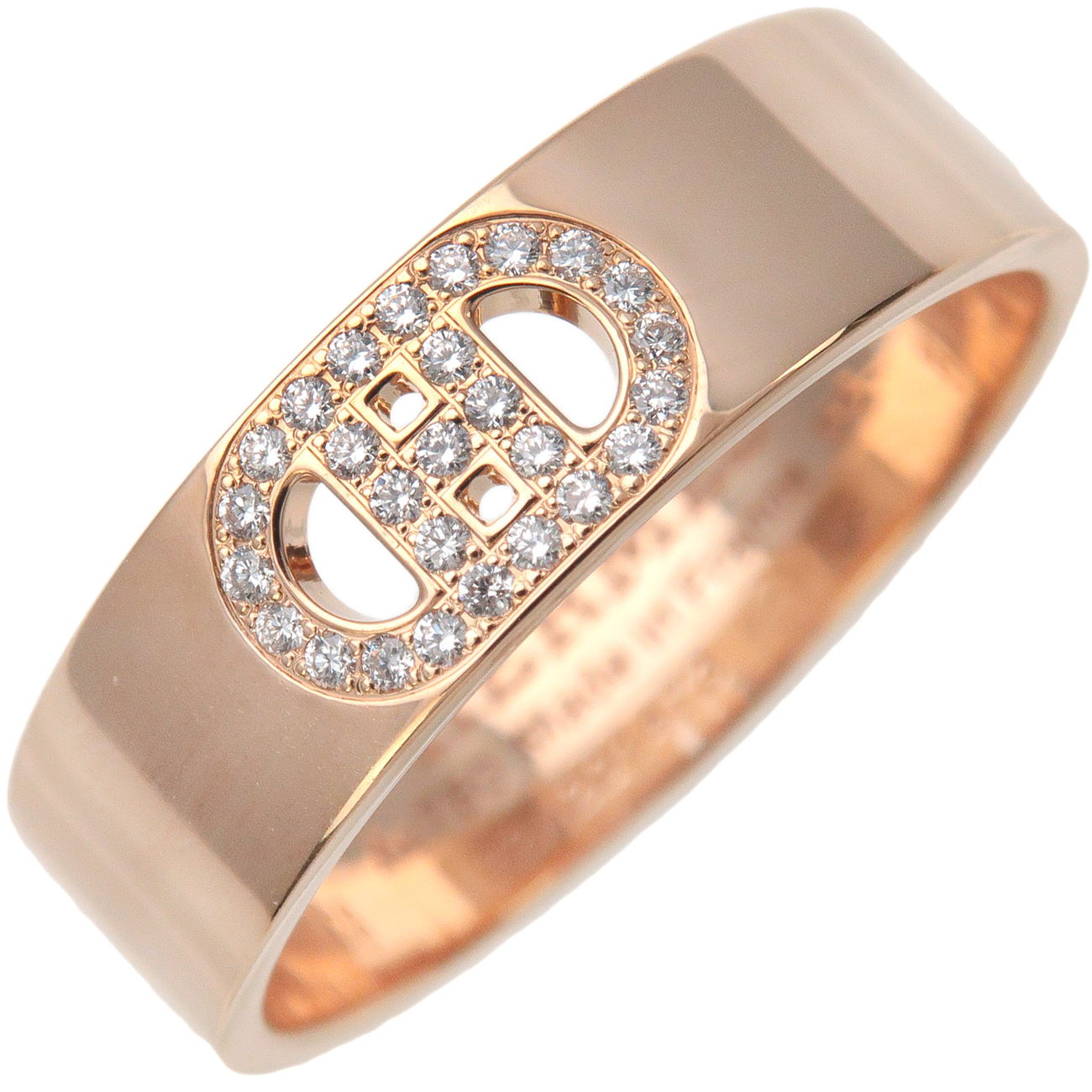 Hermes-H-Dunkle-Diamond-Ring-PM-K18PG-Rose-Gold-#56-US7.5-8