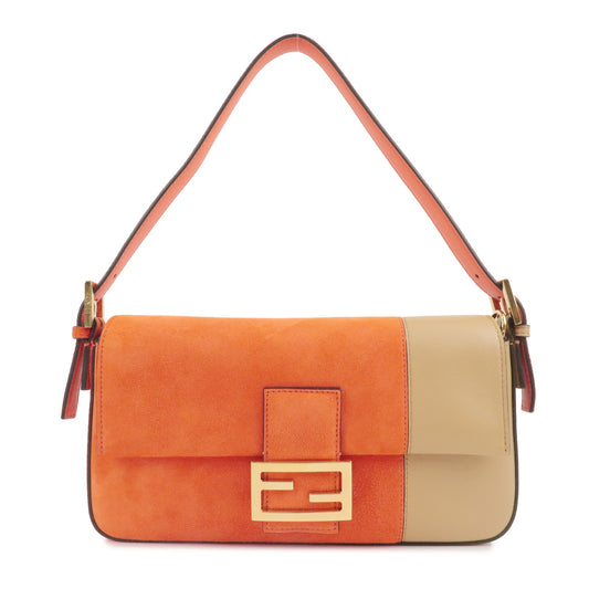FENDI-Mamma-Baguette-Suede-Leather-Shoulder-Bag-Orange-8BR792