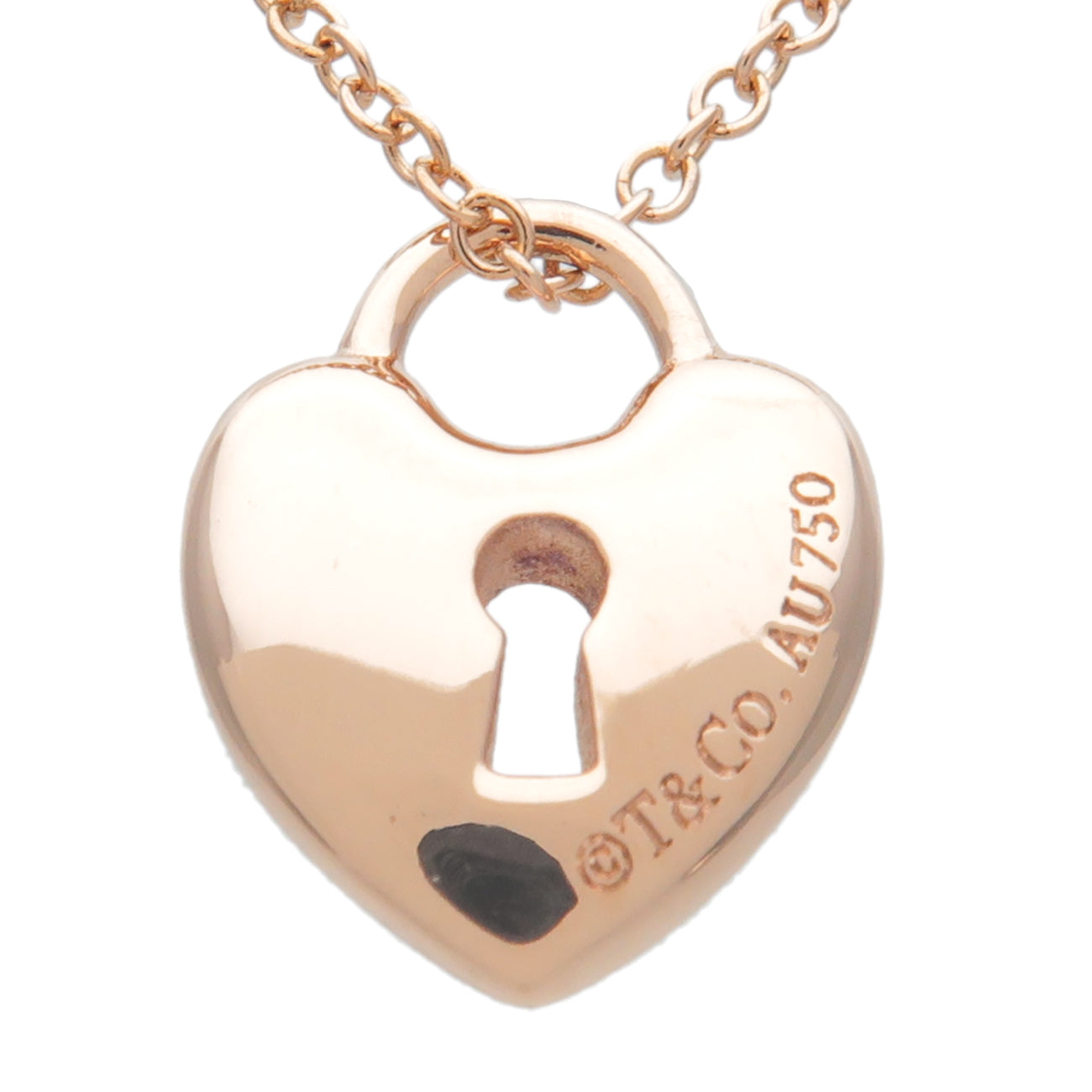 Tiffany&Co. Heart Lock Mini Necklace K18PG 750PG Rose Gold