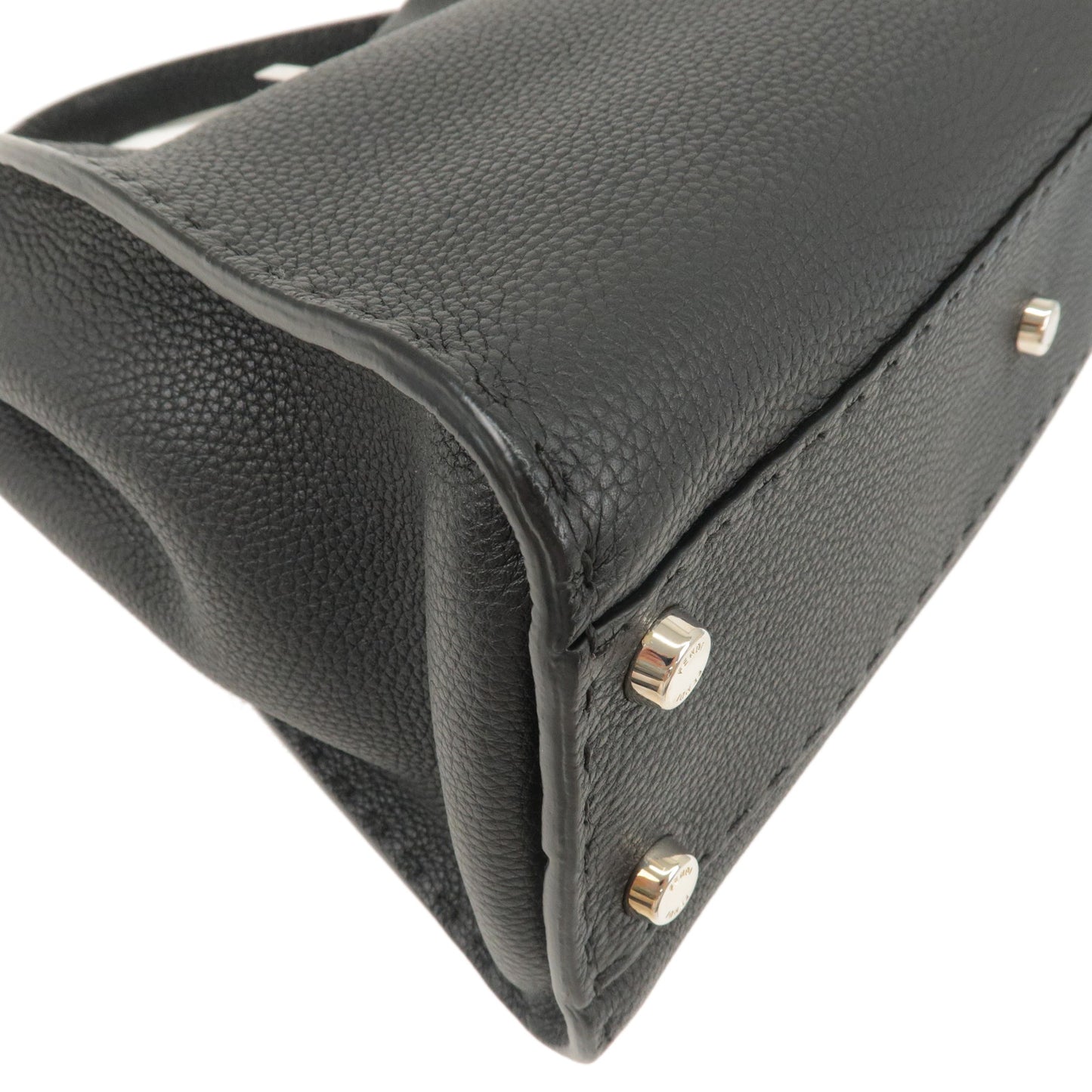 FENDI Selleria Leather Peekaboo Regular 2WAY Bag Black 8BN290