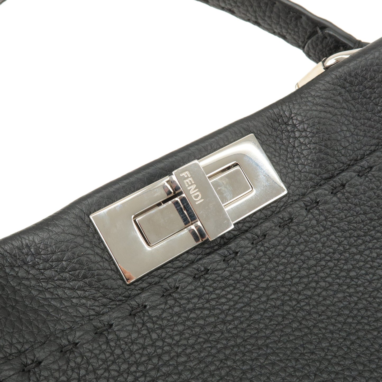 FENDI Selleria Leather Peekaboo Regular 2WAY Bag Black 8BN290