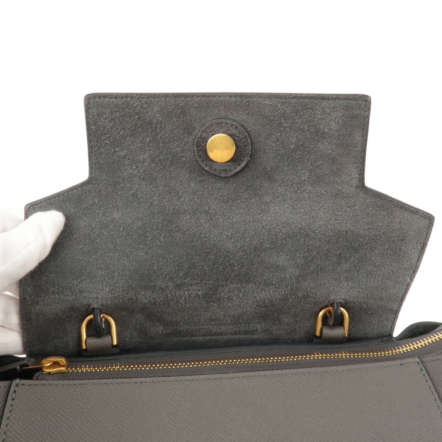 CELINE Leather Belt Bag Micro 2Way Bag Hand Bag Shoulder Bag Gray