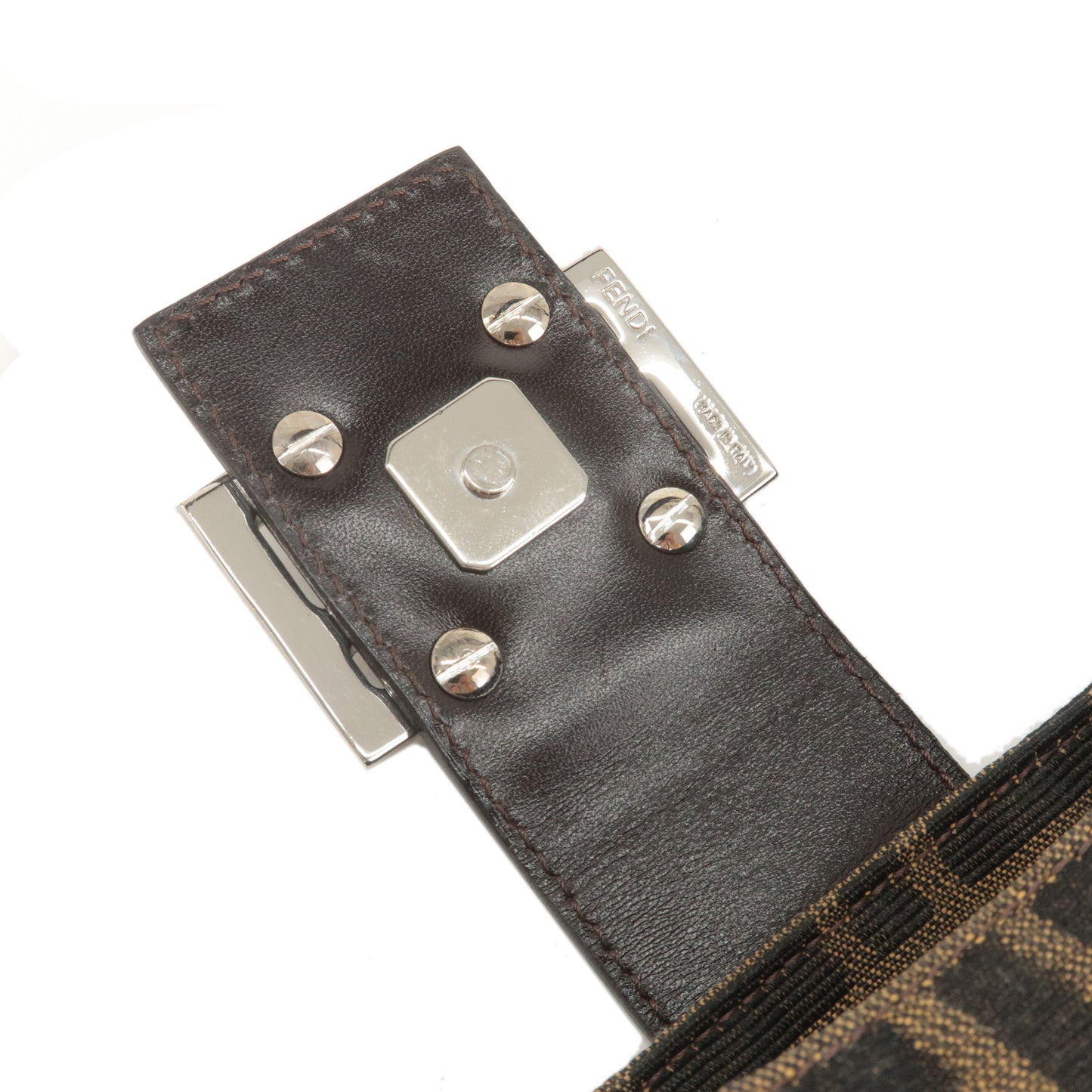 FENDI Zucca Canvas Leather Shoulder Bag Hand Bag Brown Black 26583