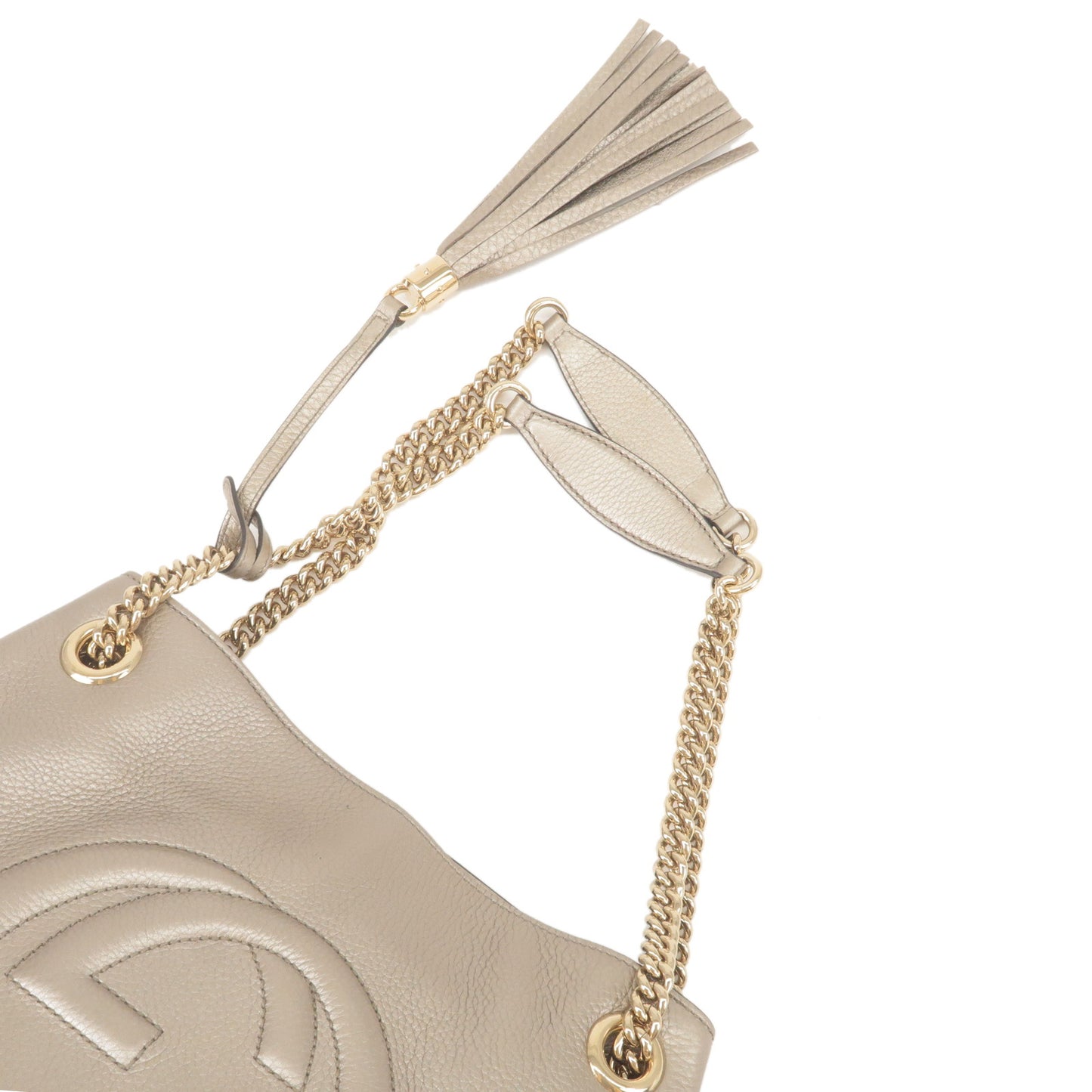 GUCCI SOHO Leather Chain Shoulder Bag Champagne Gold 308982