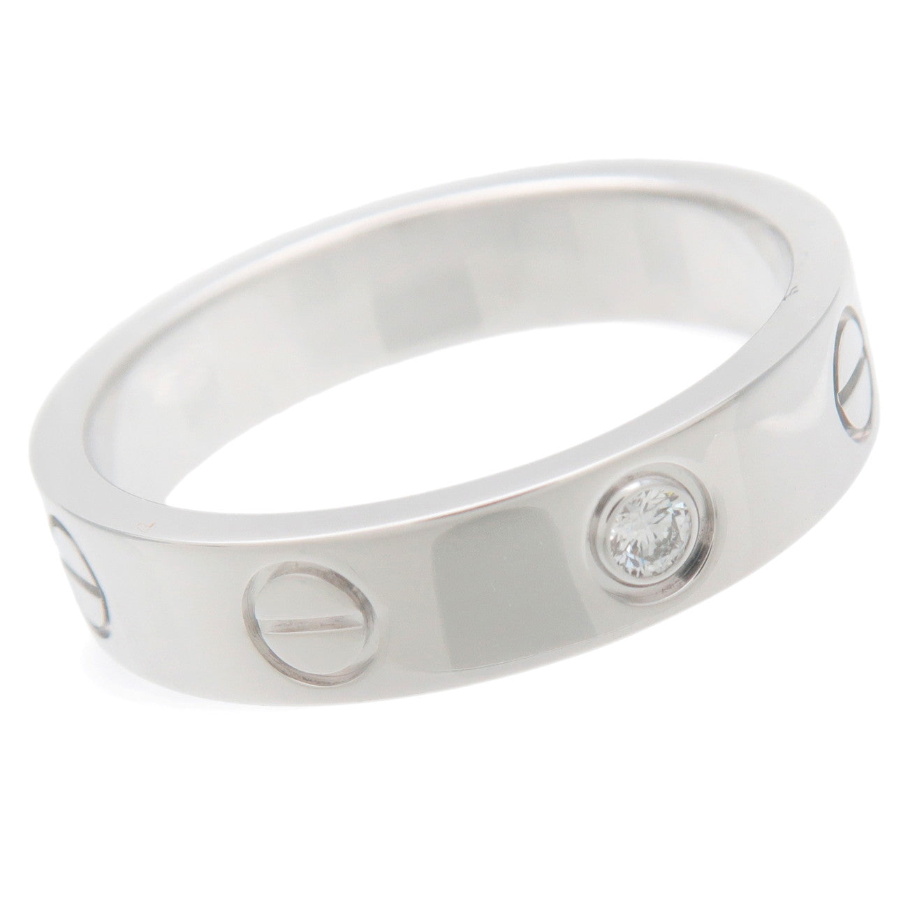 Cartier Mini Love Ring 1P Diamond K18 750WG White Gold #49 US5